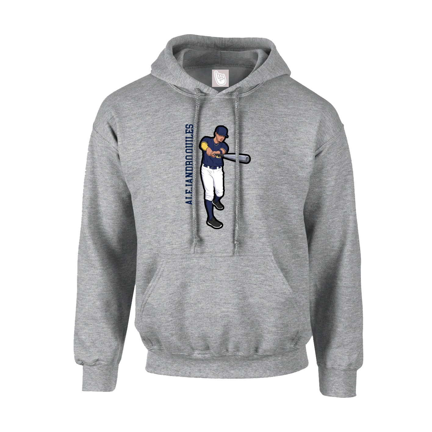 Hoodie — Name Vertical in Grey