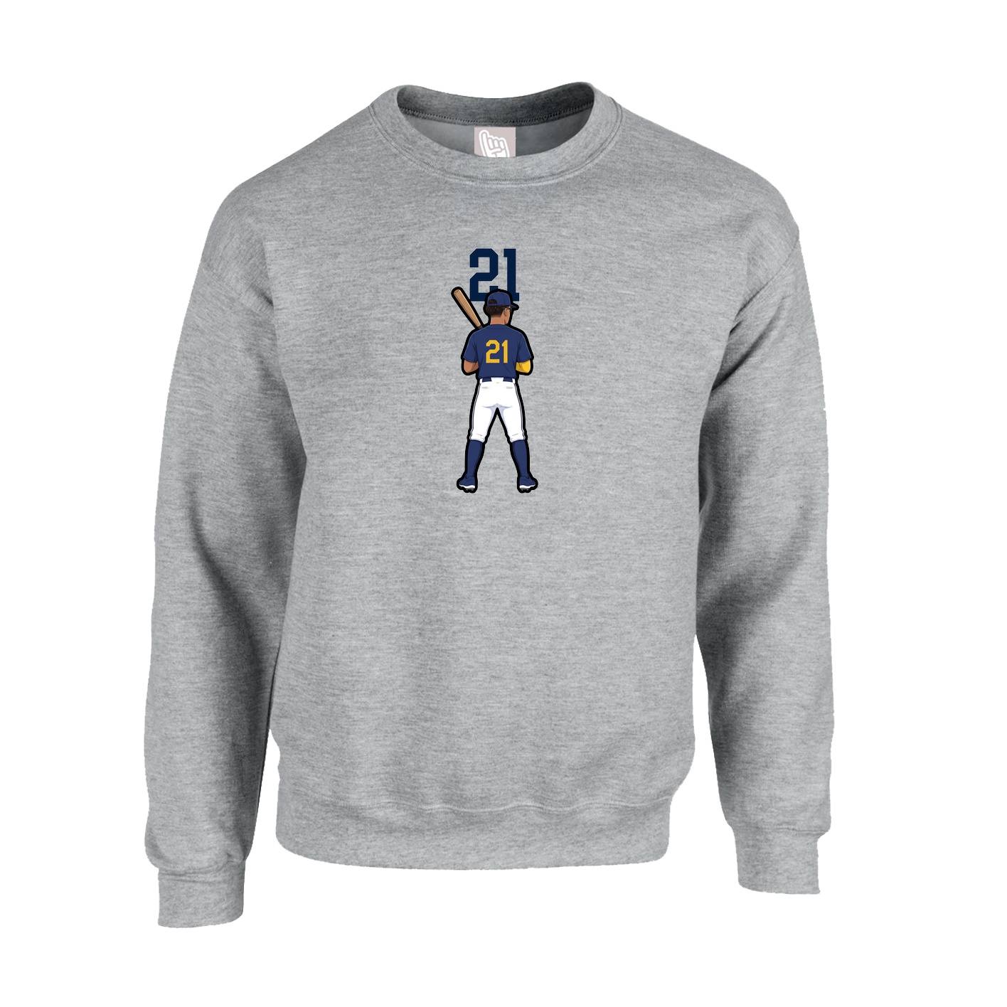 Fleece Crew — Number Top in Grey