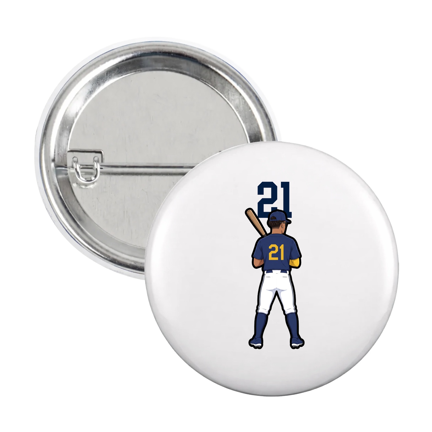 Game Day Button — Number Top in White