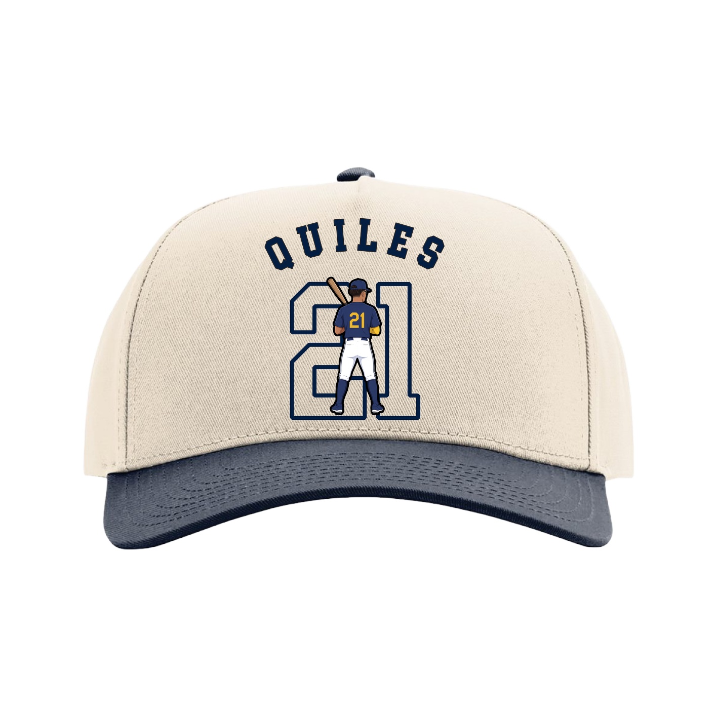 Full Fabric Five-Panel Champ Cap — Shirsey Arch in Cream/Navy