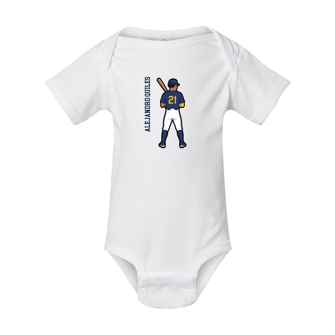 Baby Onesie — Name Vertical in White