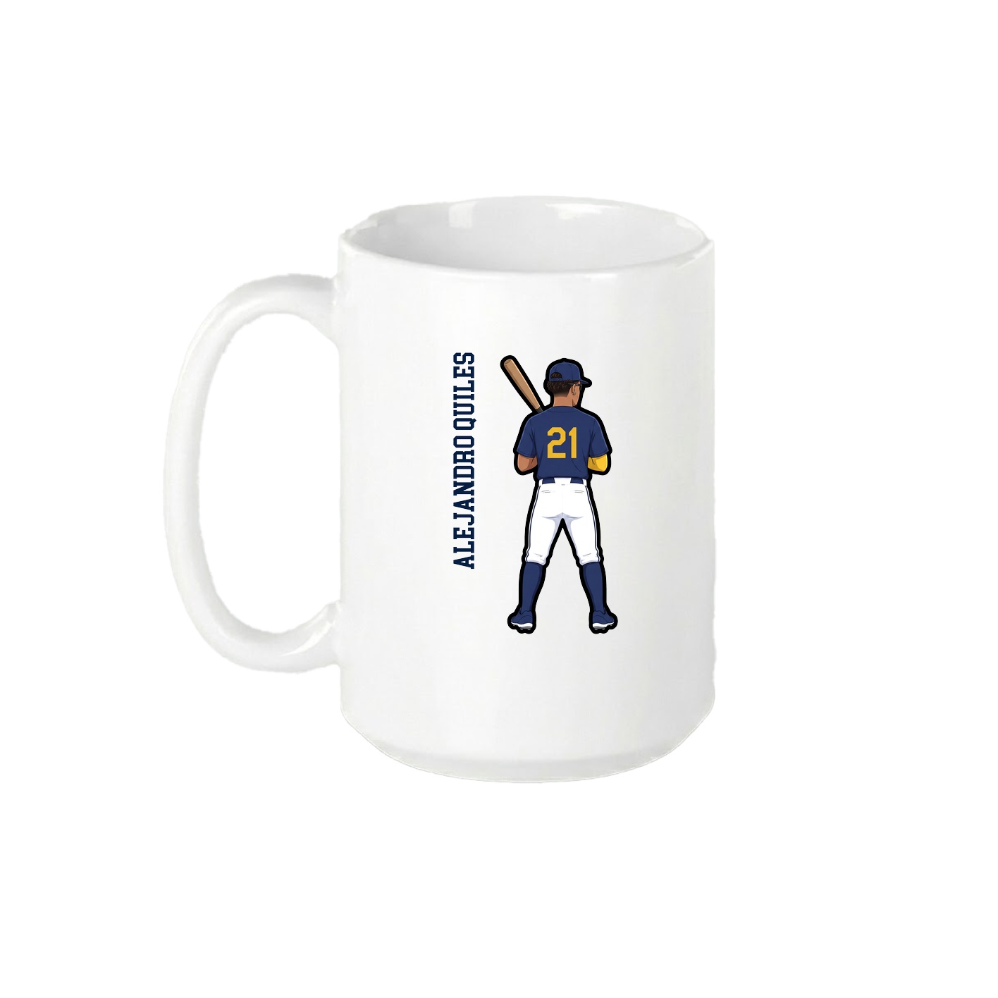 15oz Coffee Mug — Name Vertical in White
