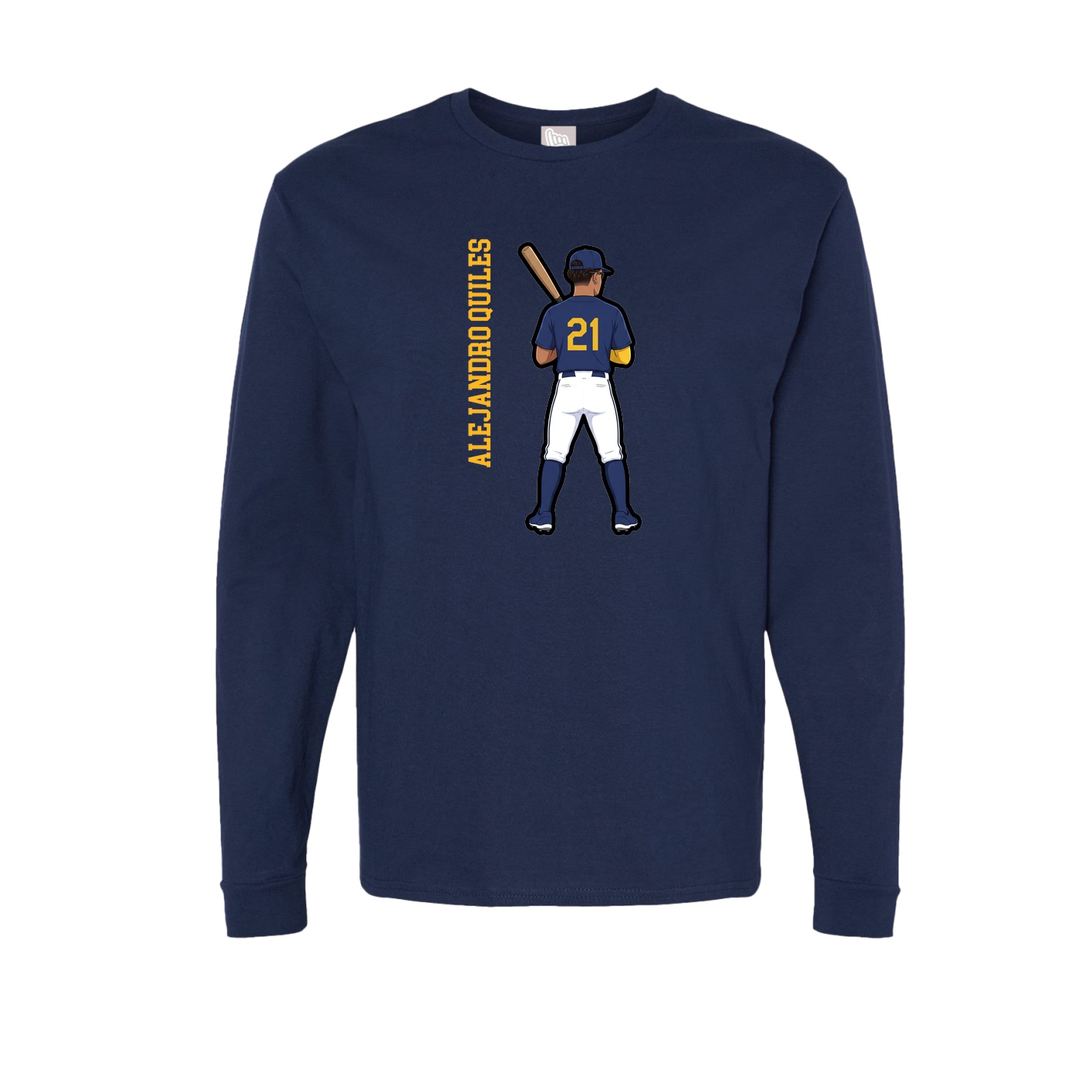 Long Sleeve Tee — Name Vertical in Navy