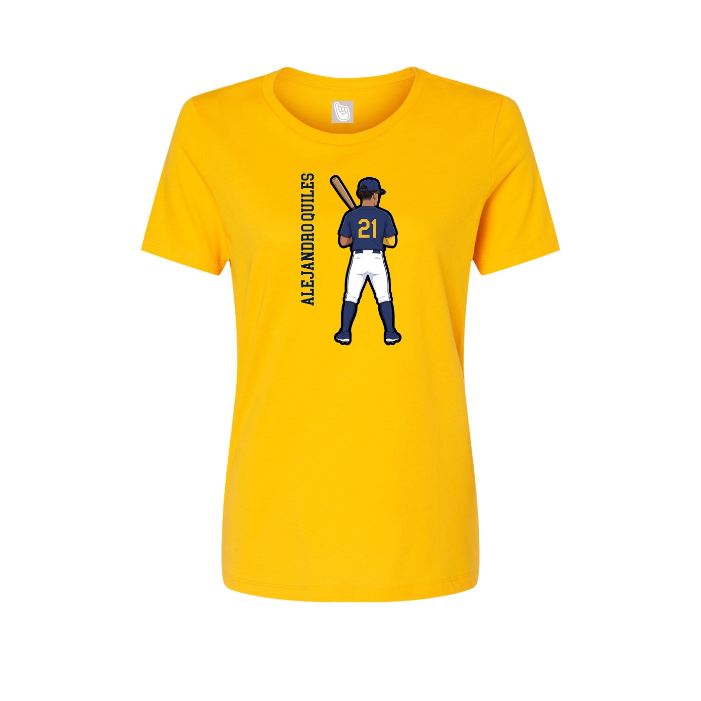 Womens Tee — Name Vertical in Gold