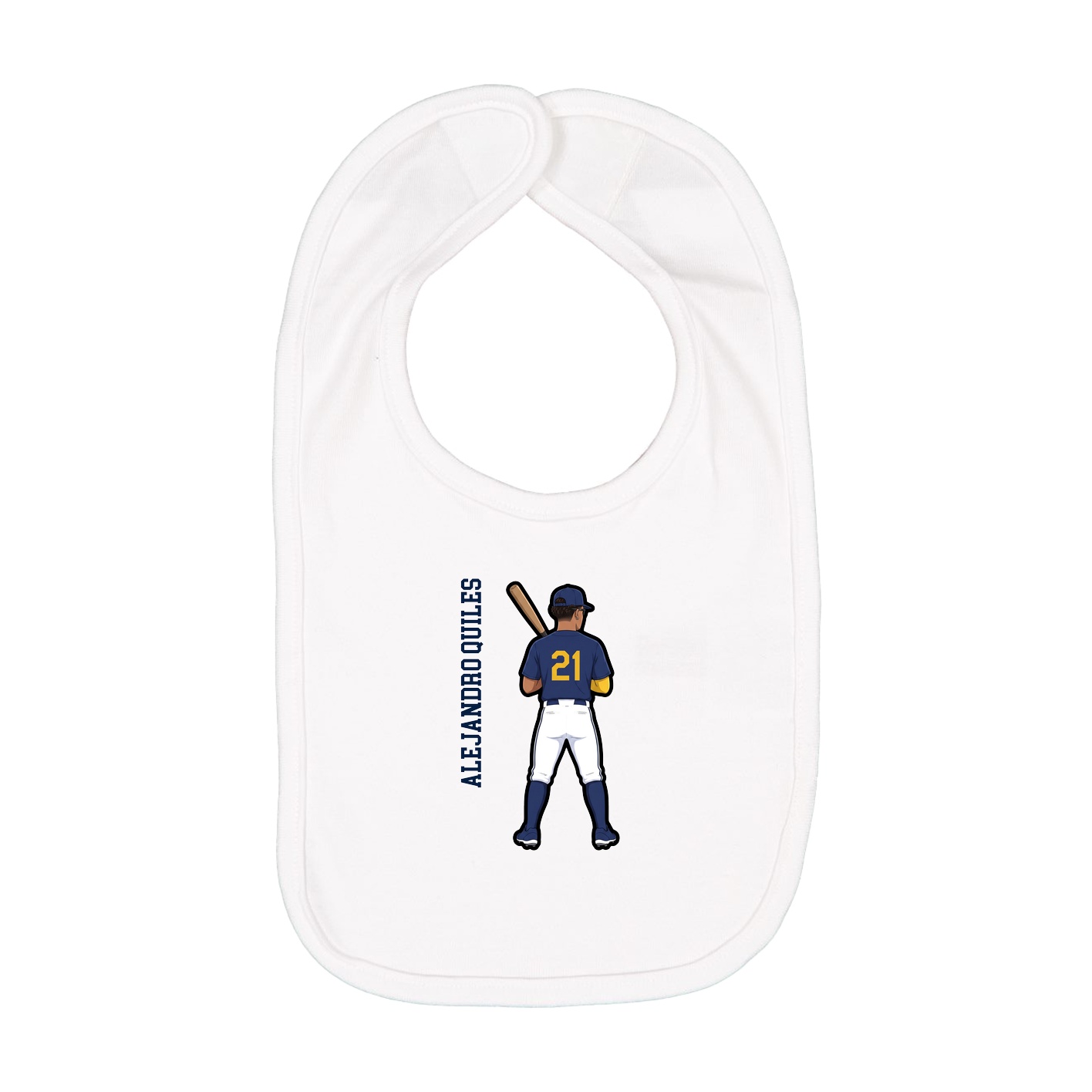 Infant Bib — Name Vertical in White