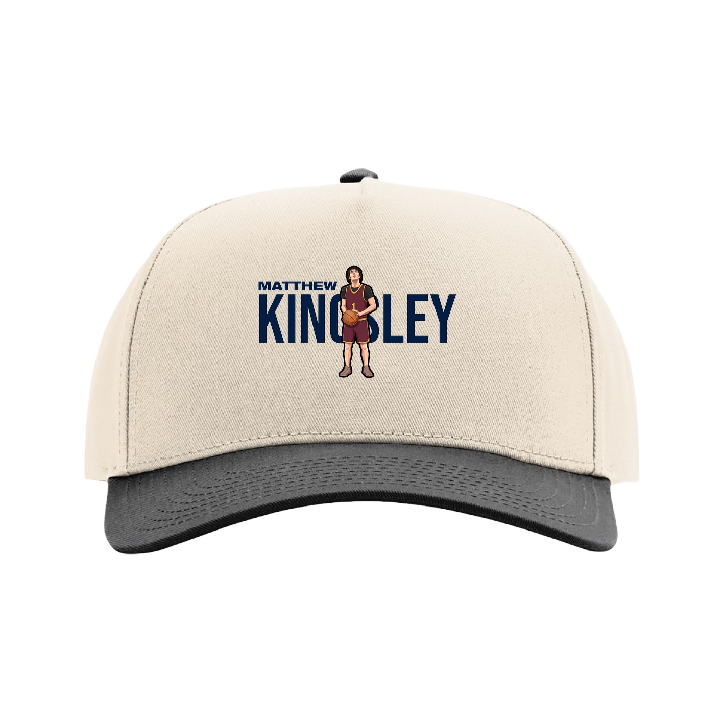 Full Fabric Five-Panel Champ Cap — Player Name in Cream/Black