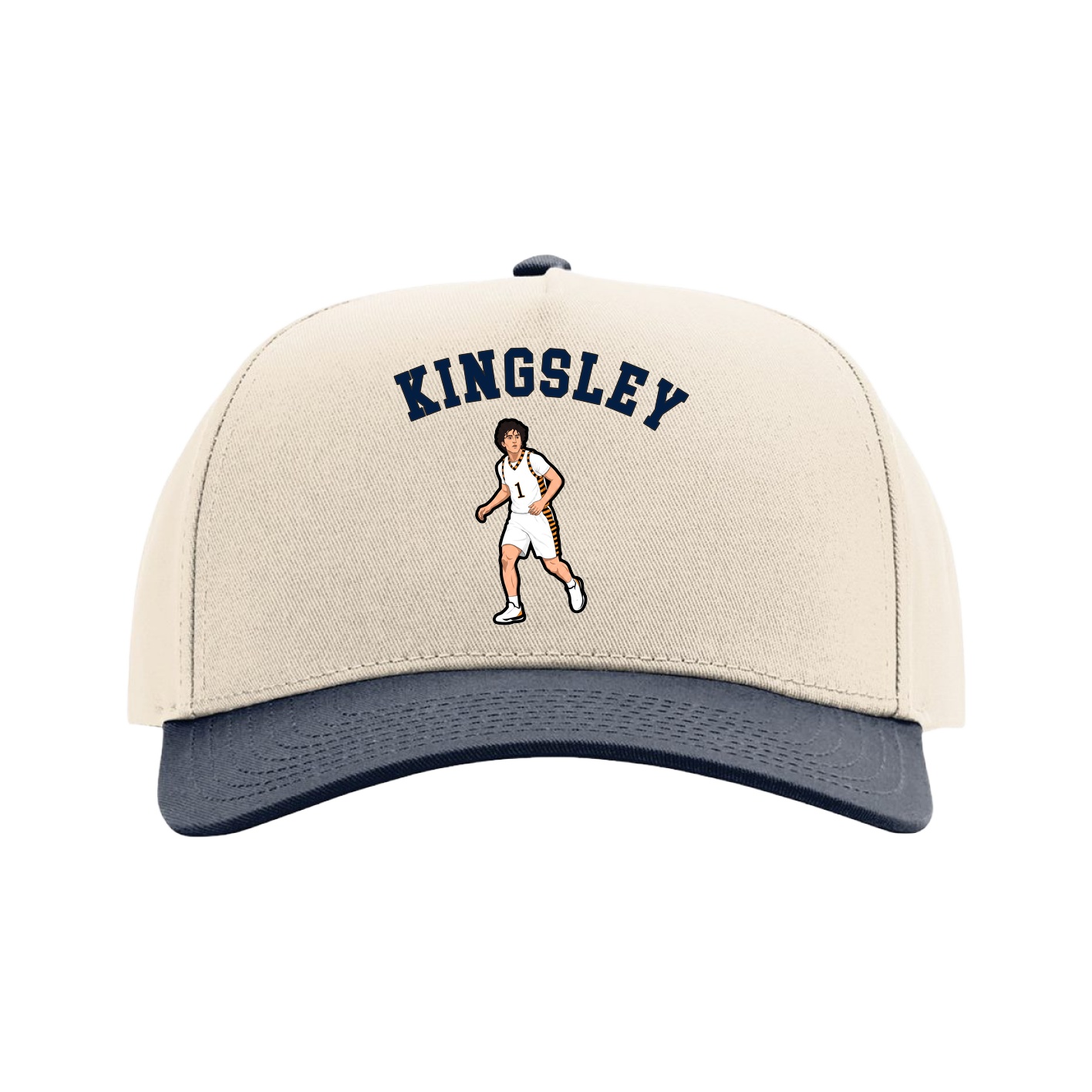 Full Fabric Five-Panel Champ Cap — Shirsey Arch in Cream/Navy