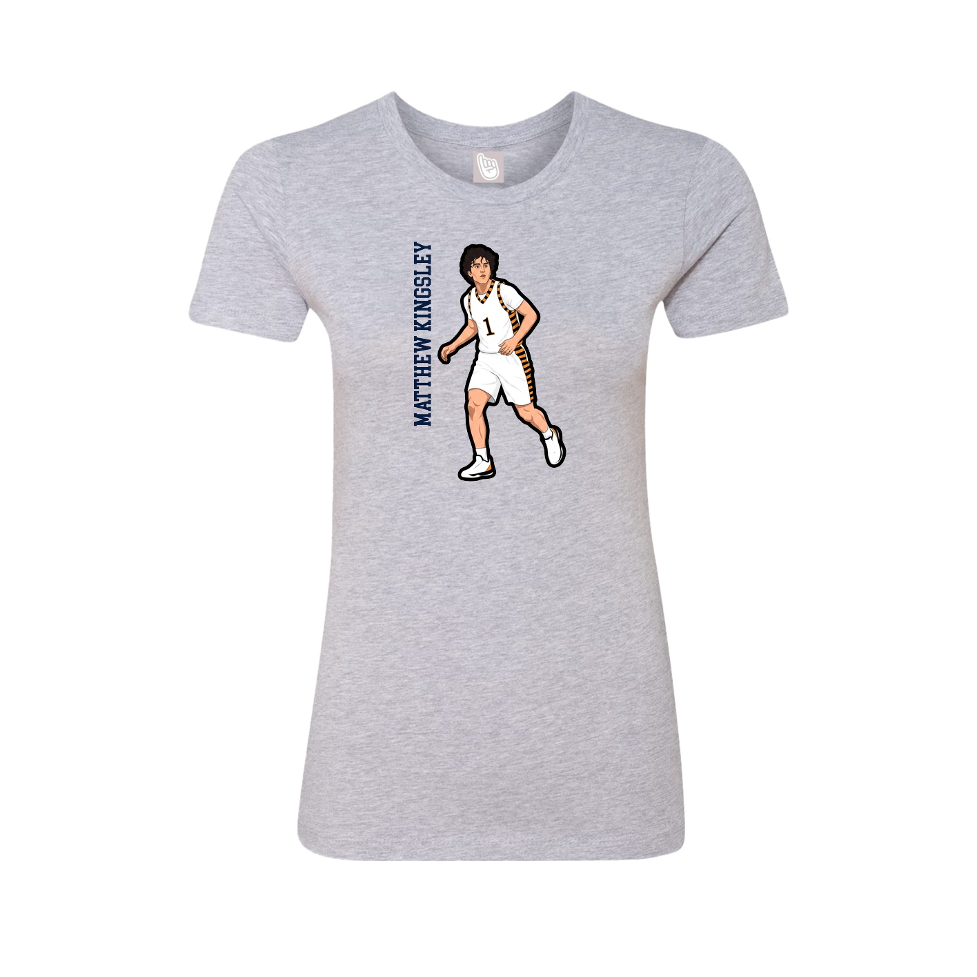 Womens Tee — Name Vertical in Grey