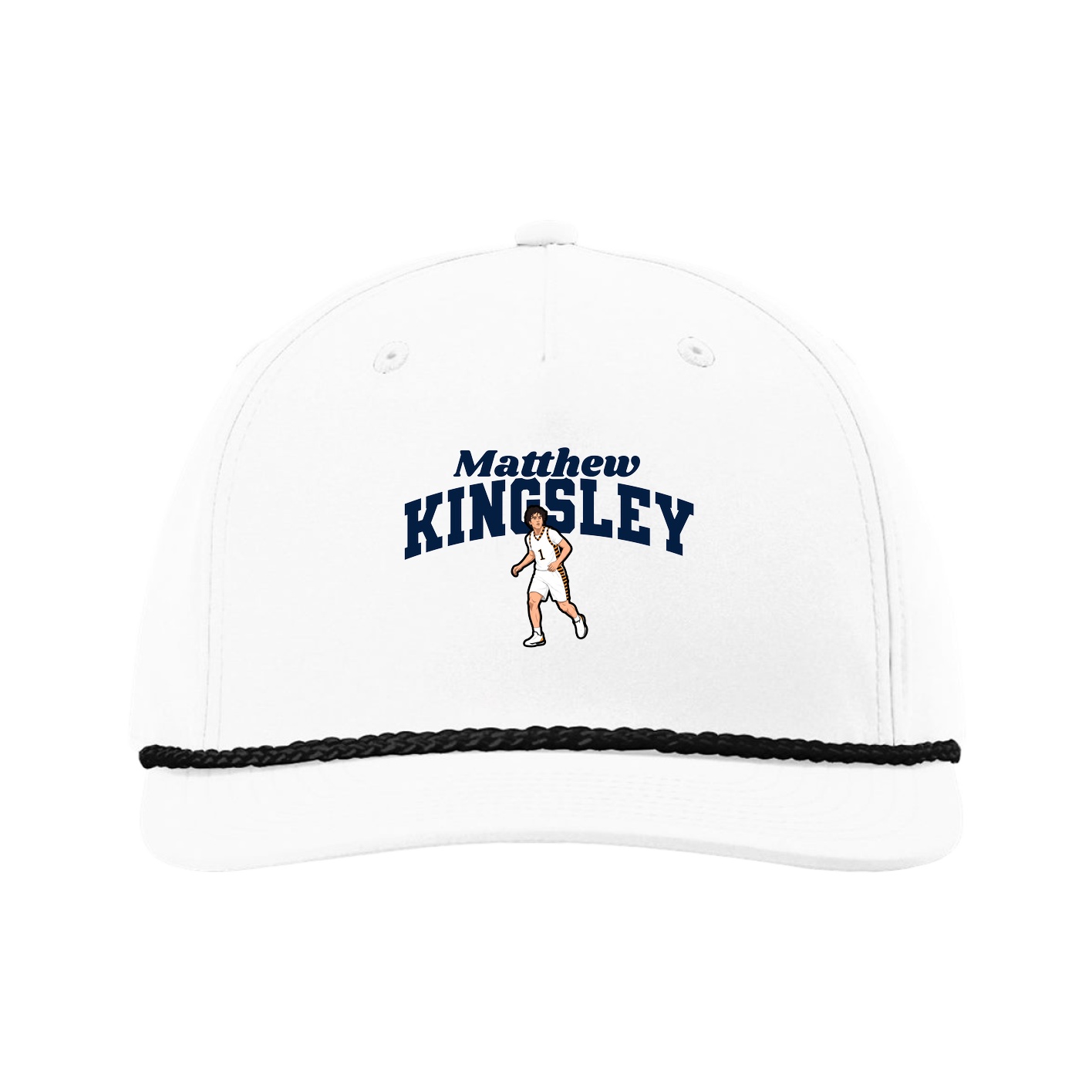 Five-Panel Classic Rope Cap — Signature Arch in White