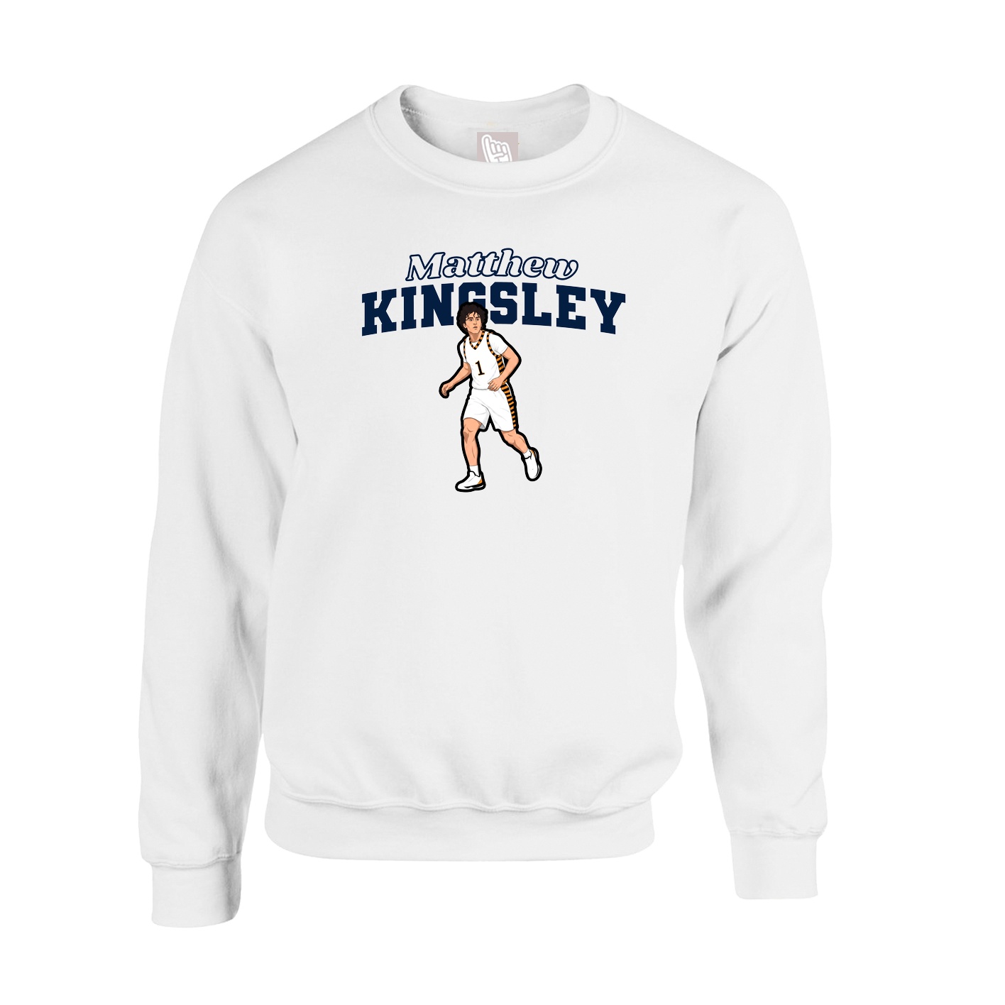 Fleece Crew — Name Arch in White