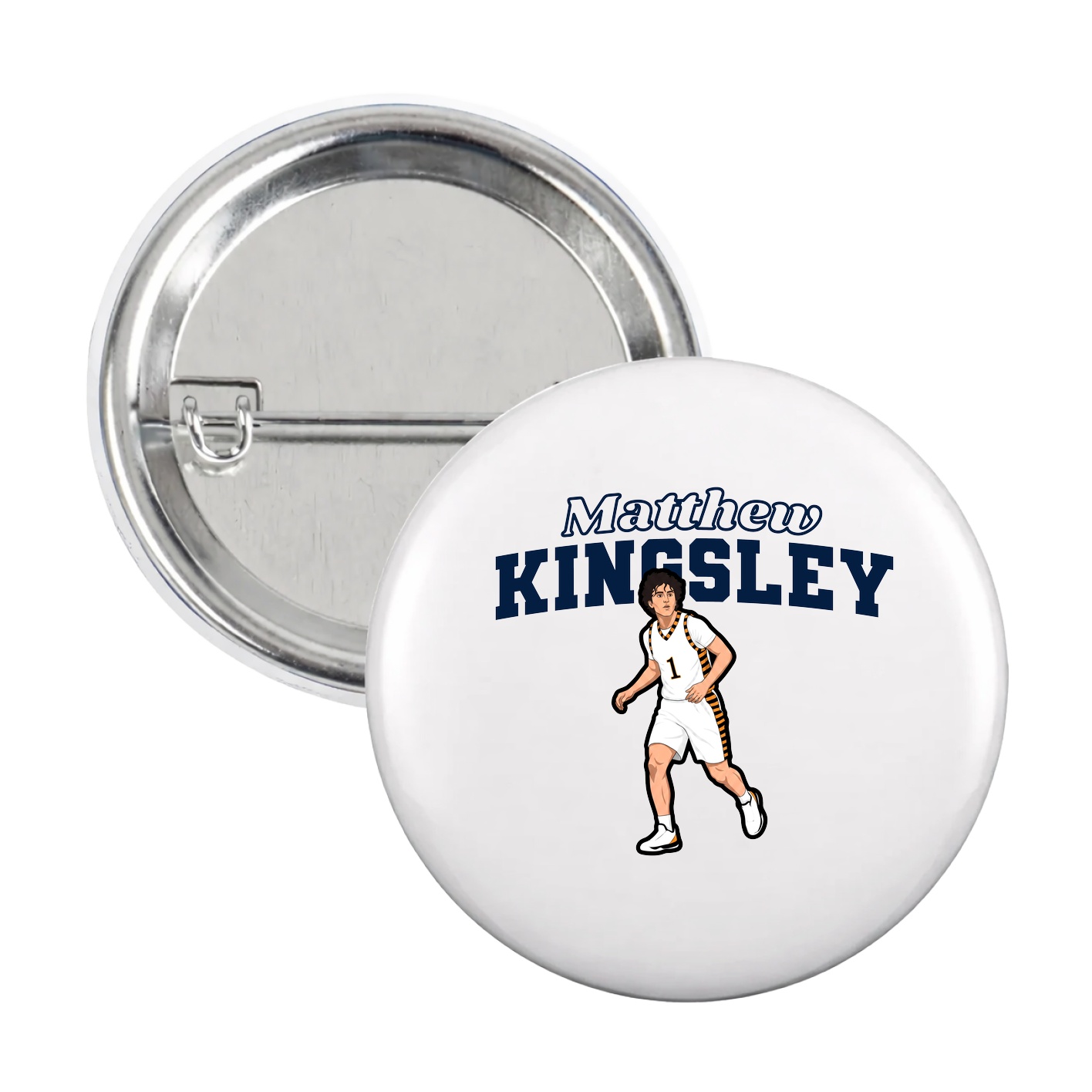 Game Day Button — Name Arch in White