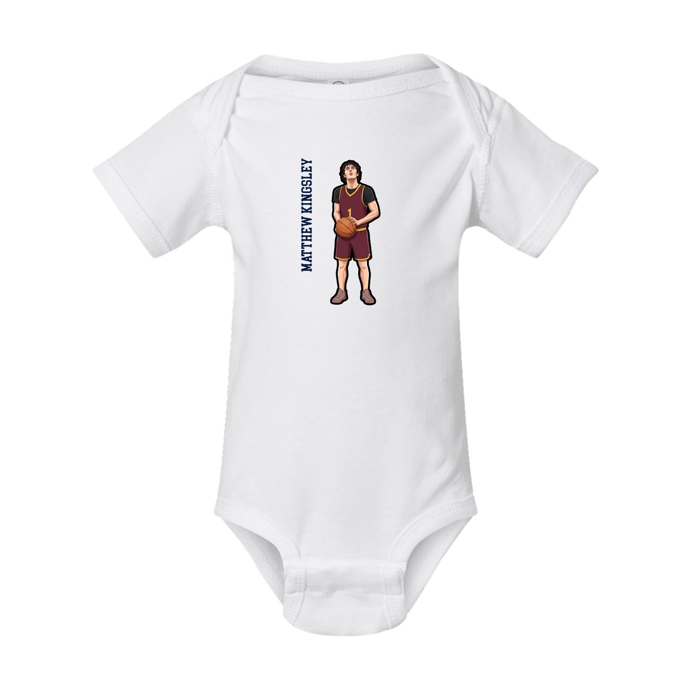 Baby Onesie — Name Vertical in White