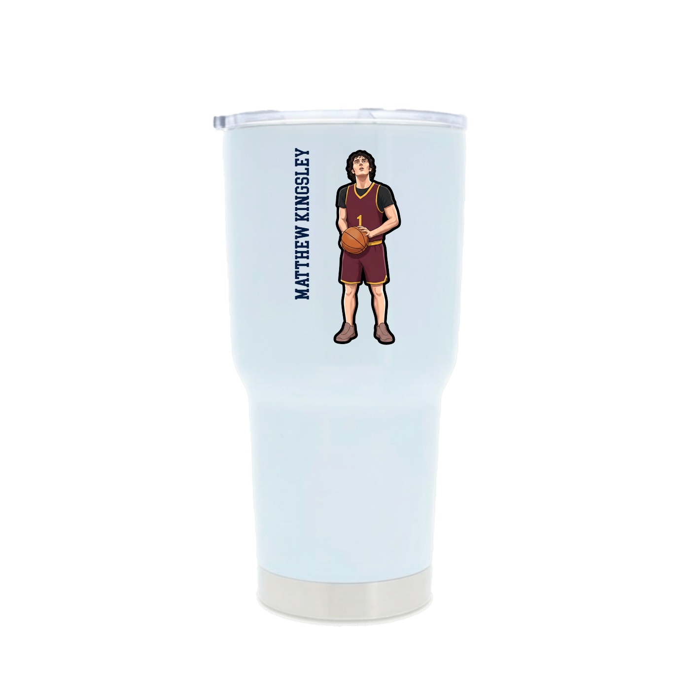 30oz Stainless Steel Tumbler — Name Vertical in White