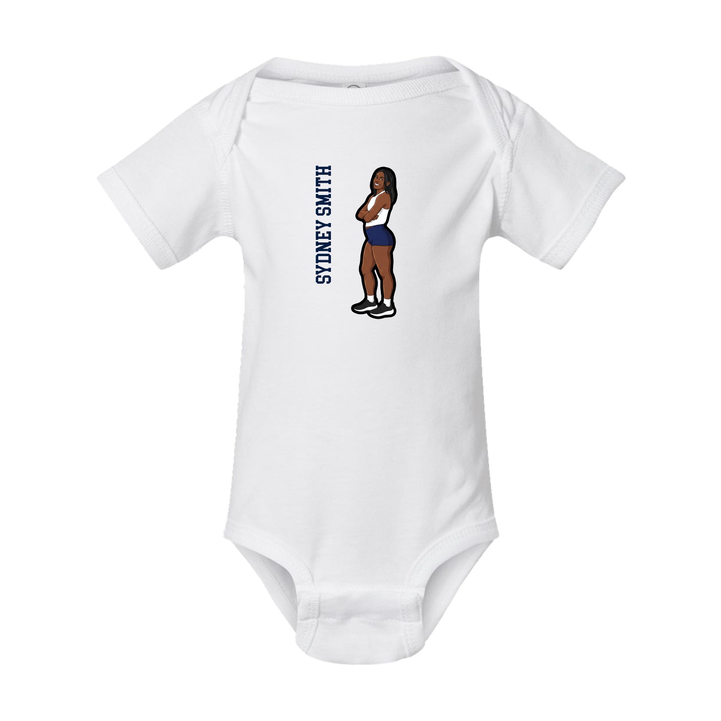 Baby Onesie — Name Vertical in White