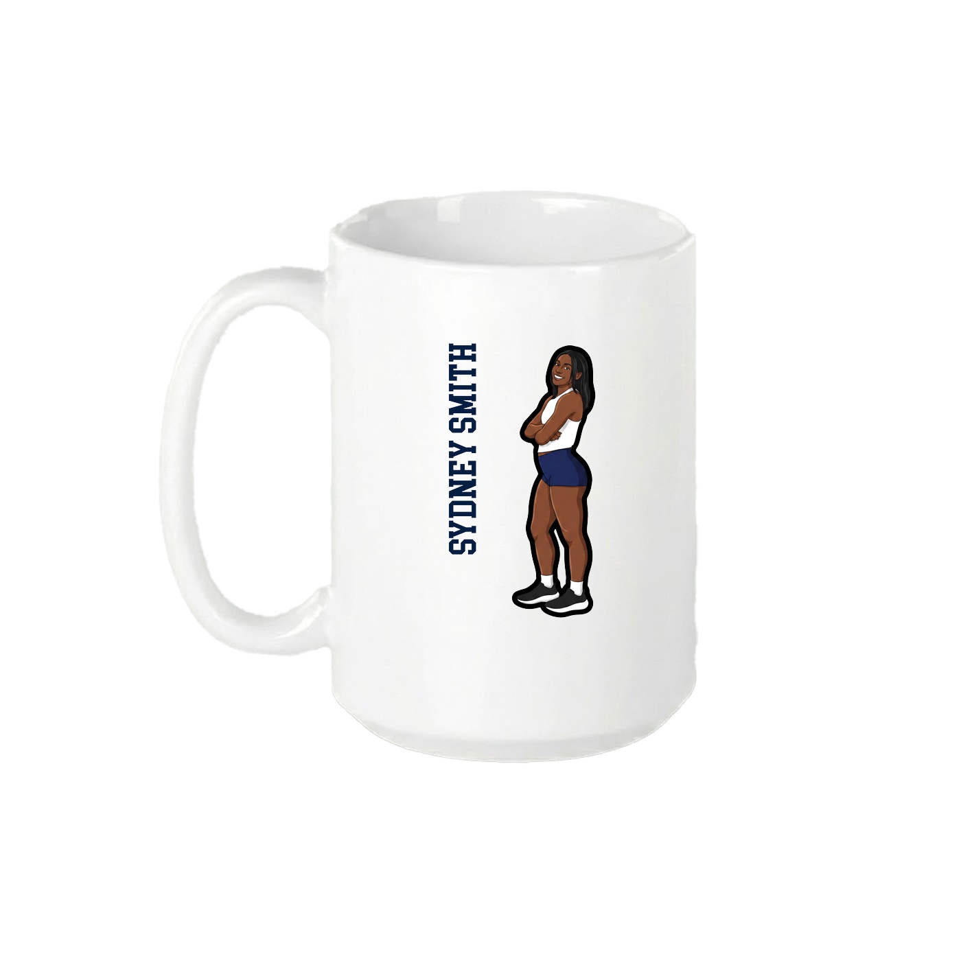 15oz Coffee Mug — Name Vertical in White