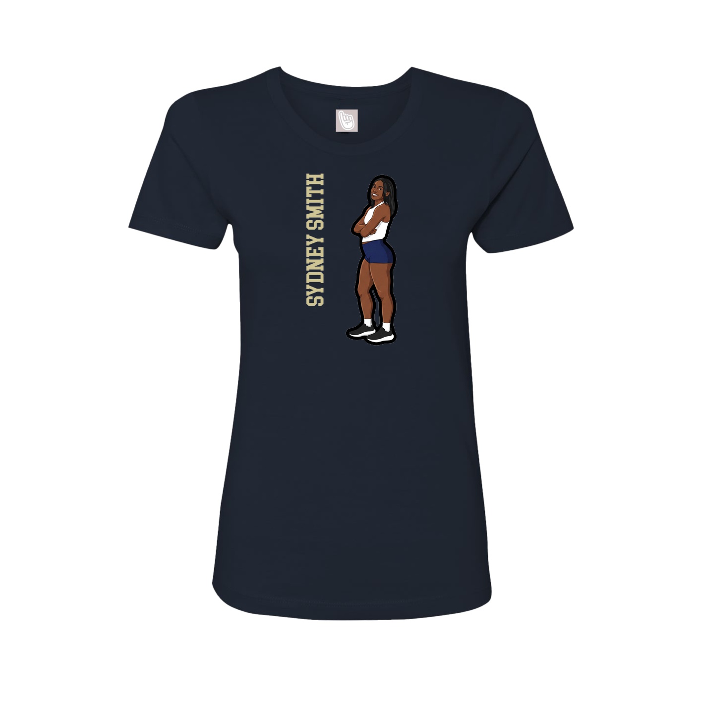 Fitted Women's Tee — Name Vertical in Navy