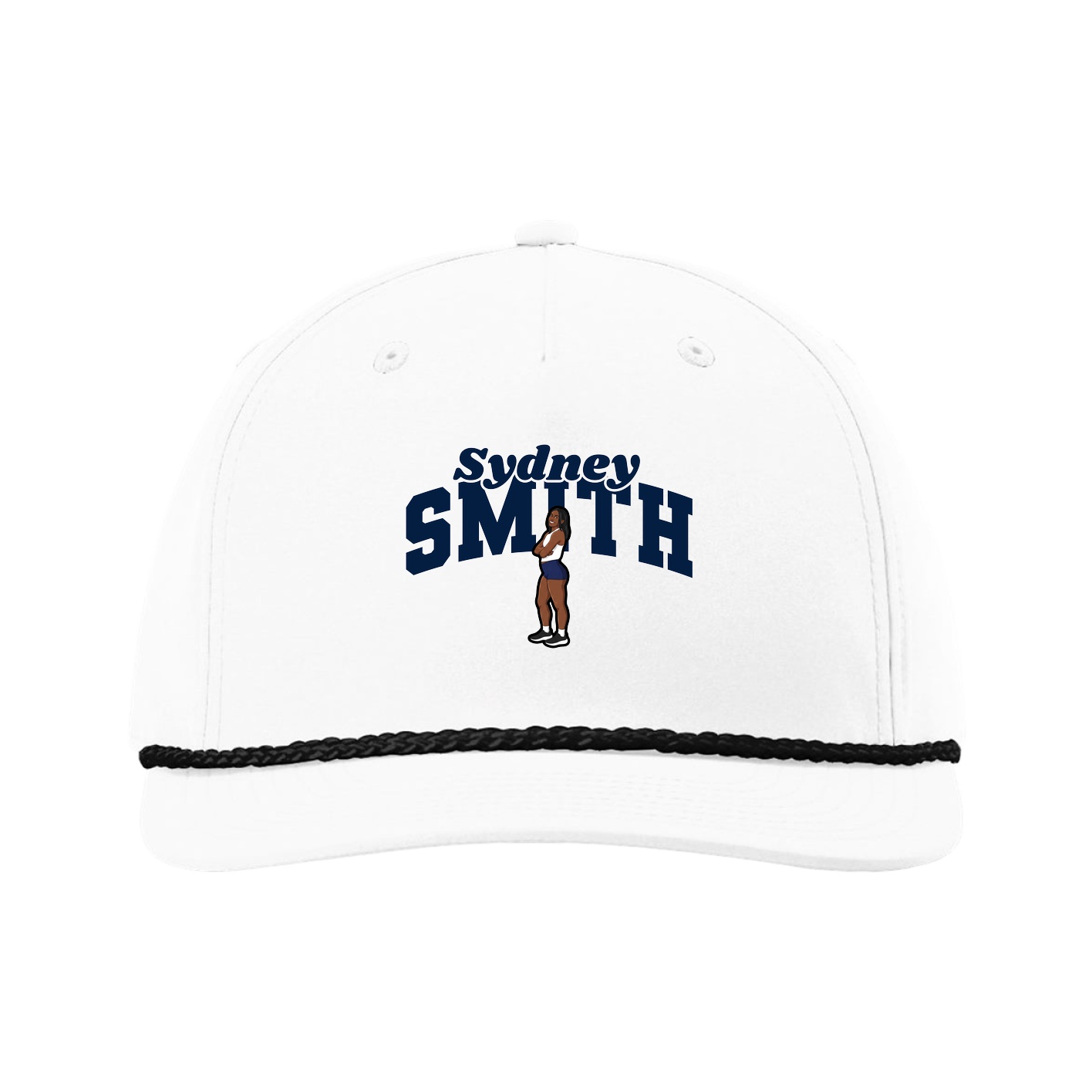 Five-Panel Classic Rope Cap — Signature Arch in White