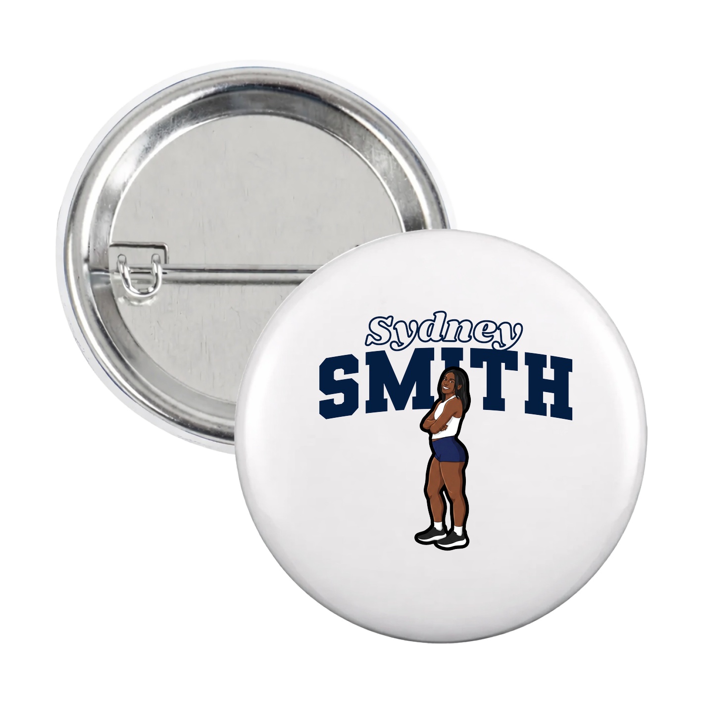 Game Day Button — Name Arch in White