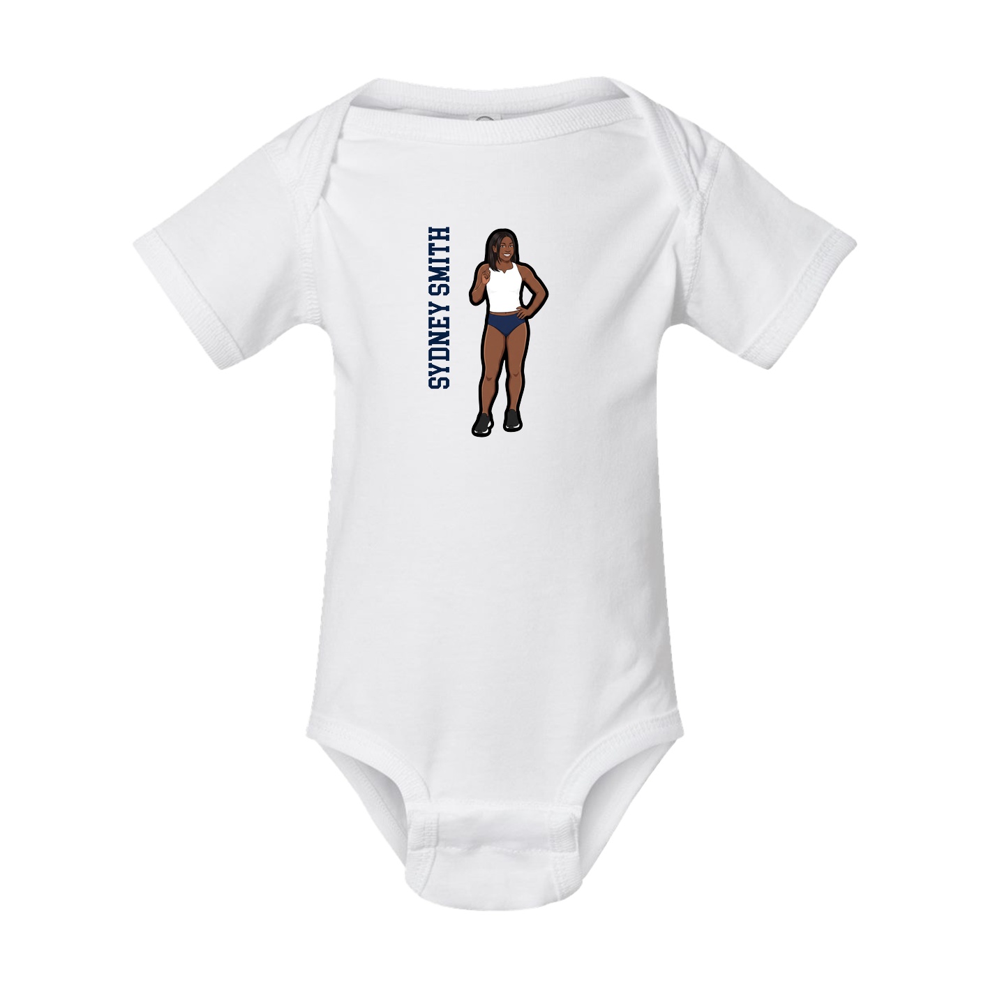 Baby Onesie — Name Vertical in White