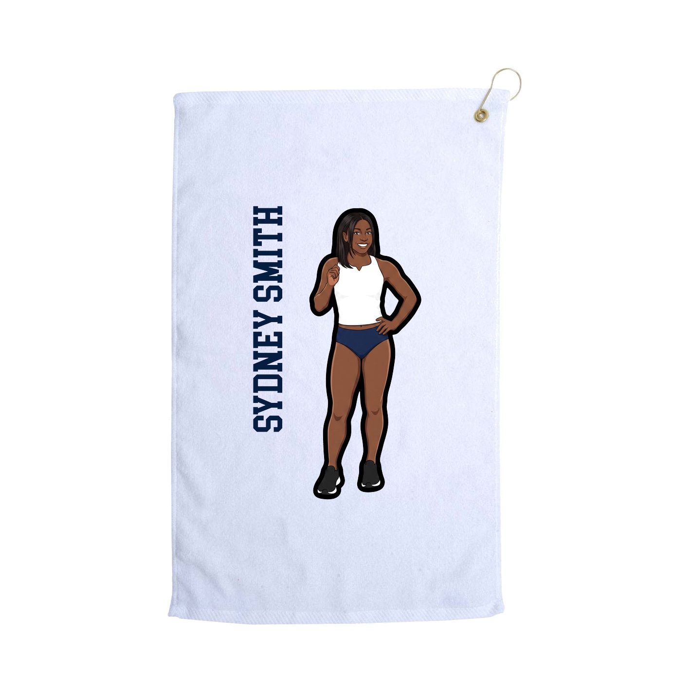 Golf Towel — Name Vertical in White