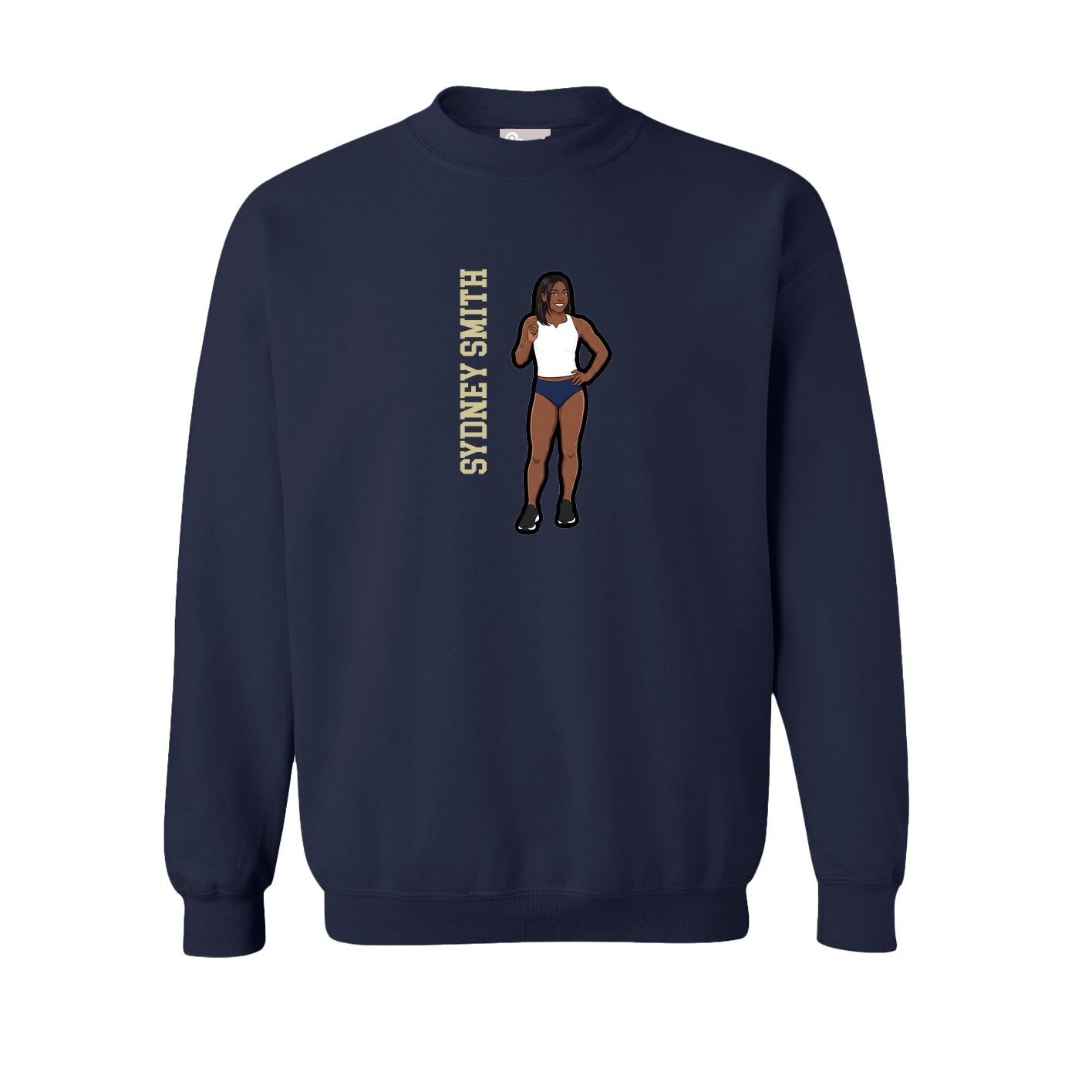 Fleece Crew — Name Vertical in Navy