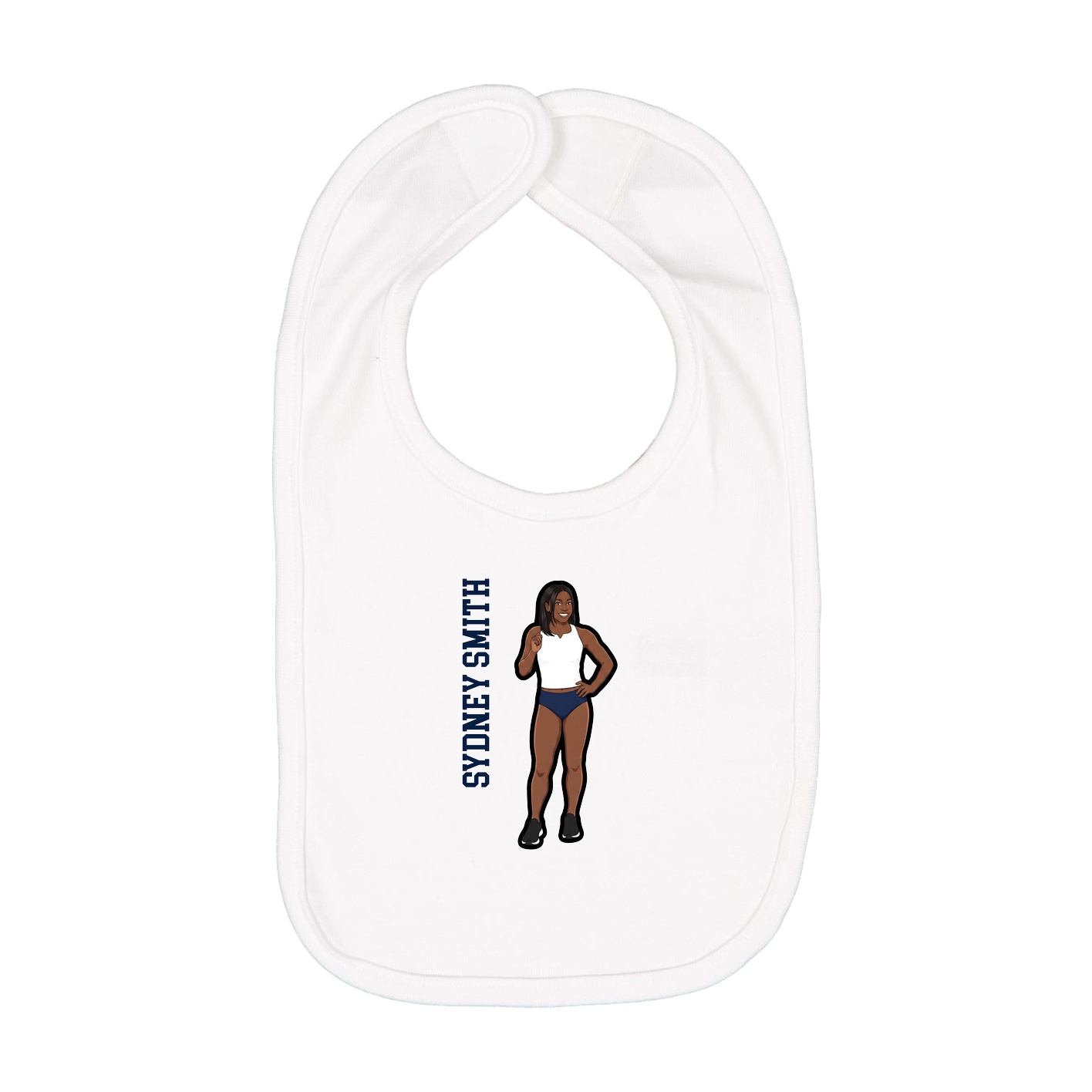 Infant Bib — Name Vertical in White