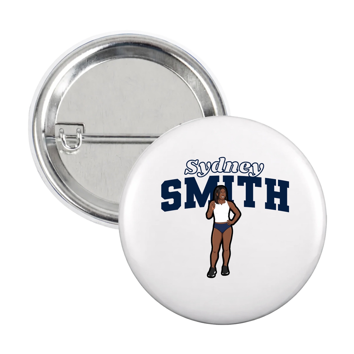 Game Day Button — Name Arch in White