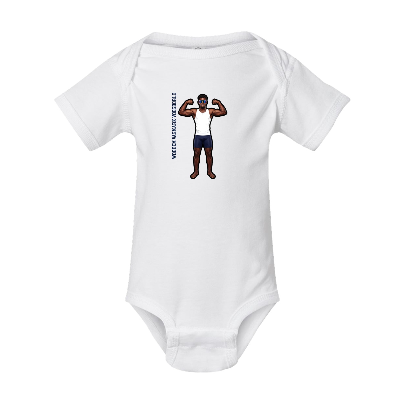 Baby Onesie — Name Vertical in White