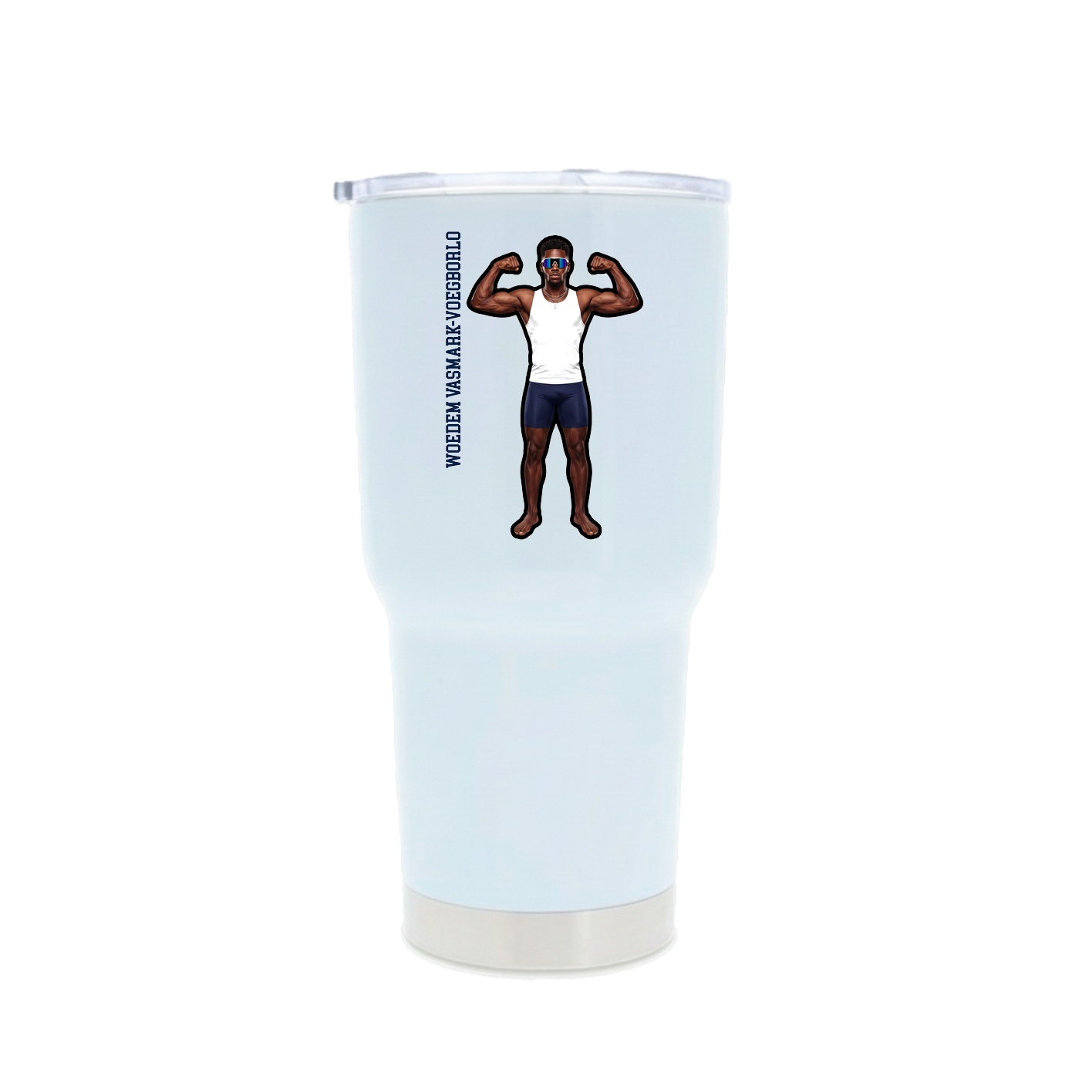 30oz Stainless Steel Tumbler — Name Vertical in White
