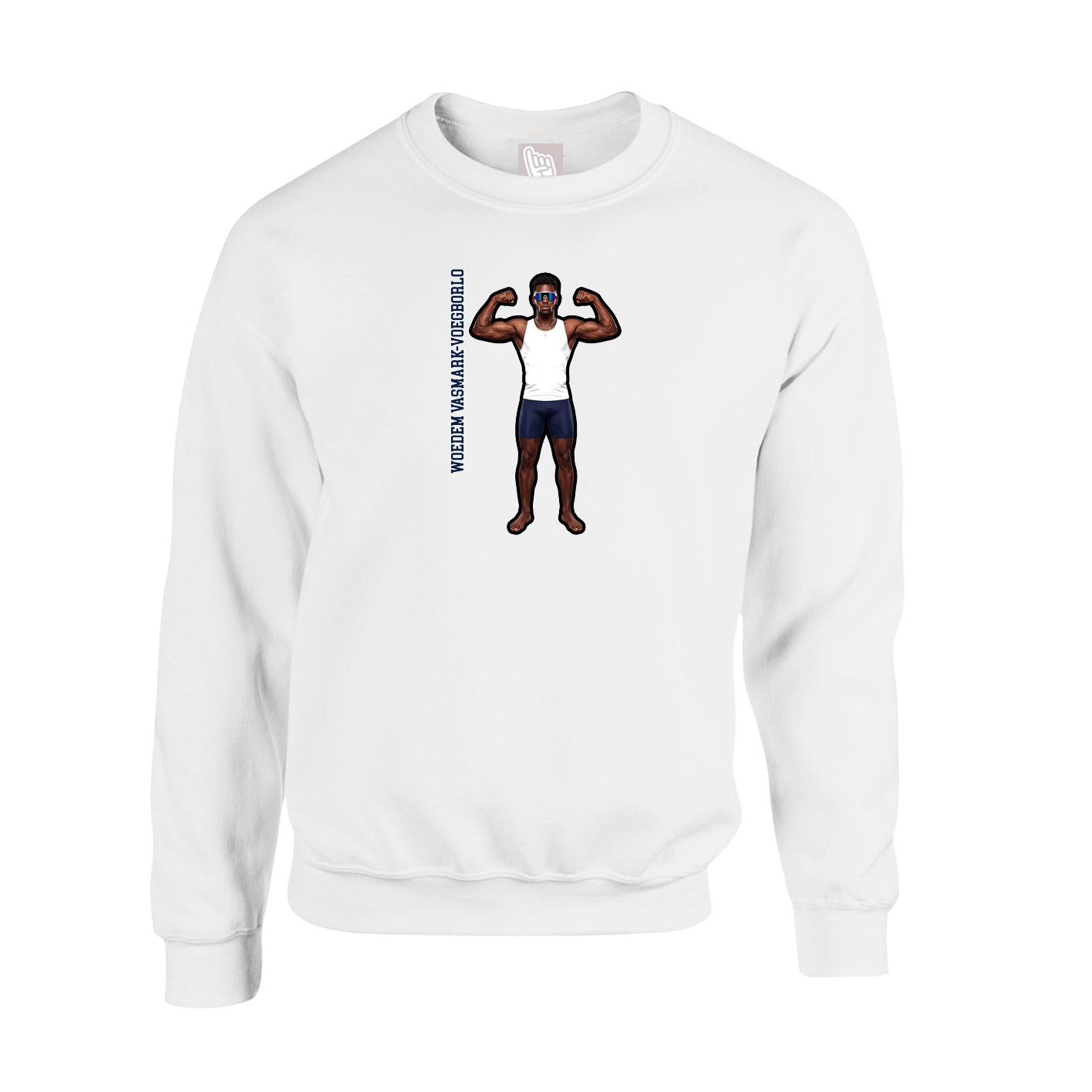 Fleece Crew — Name Vertical in White