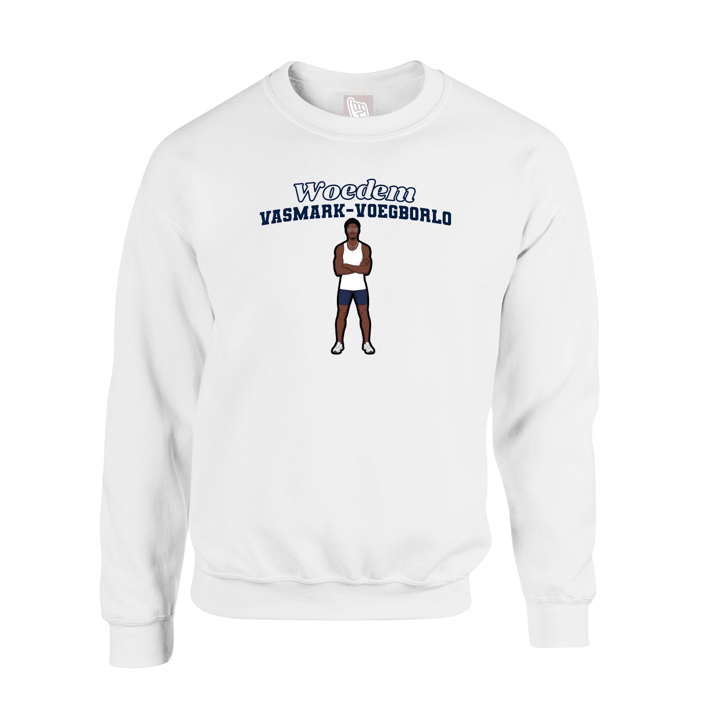 Fleece Crew — Name Arch in White
