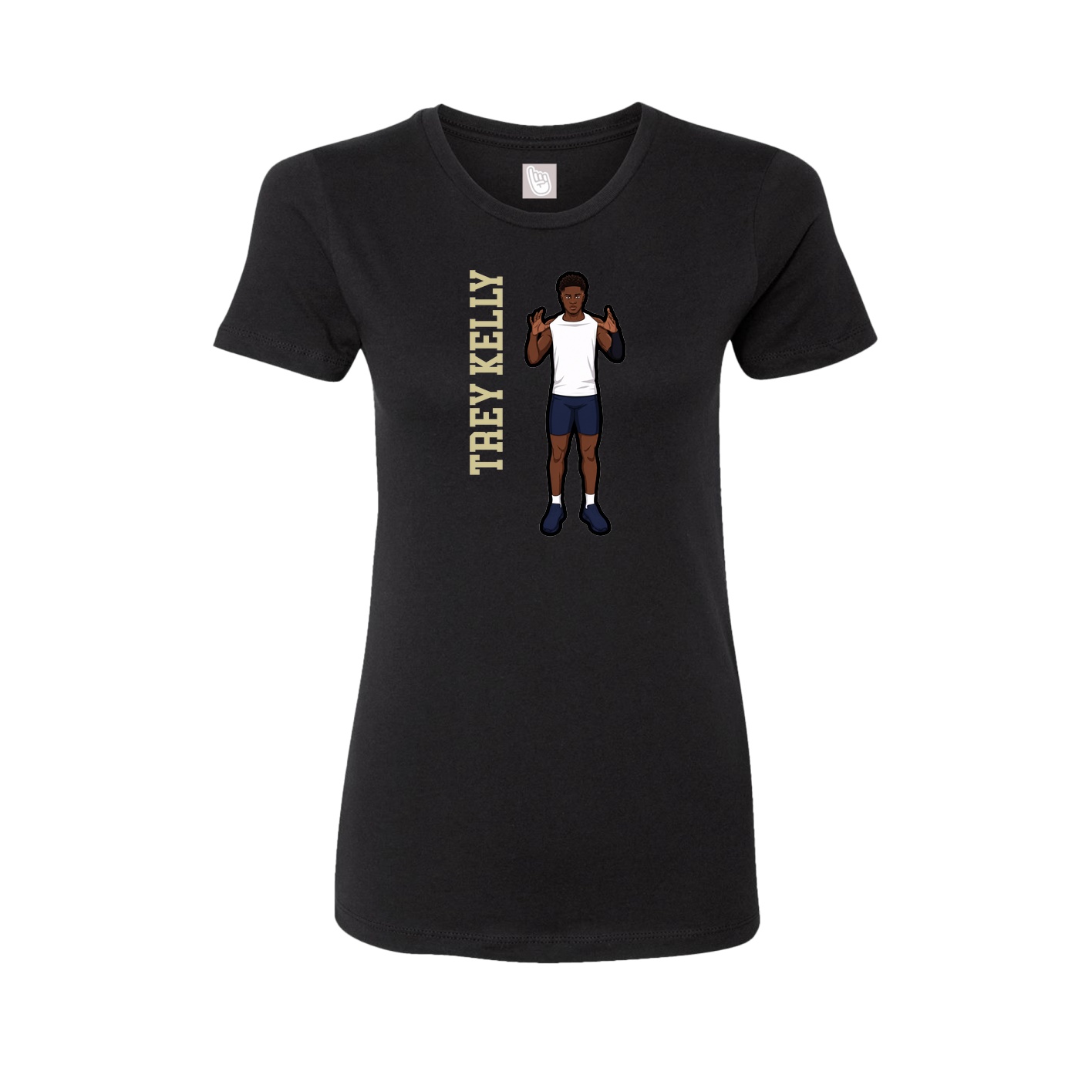 Fitted Women's Tee — Name Vertical in Black