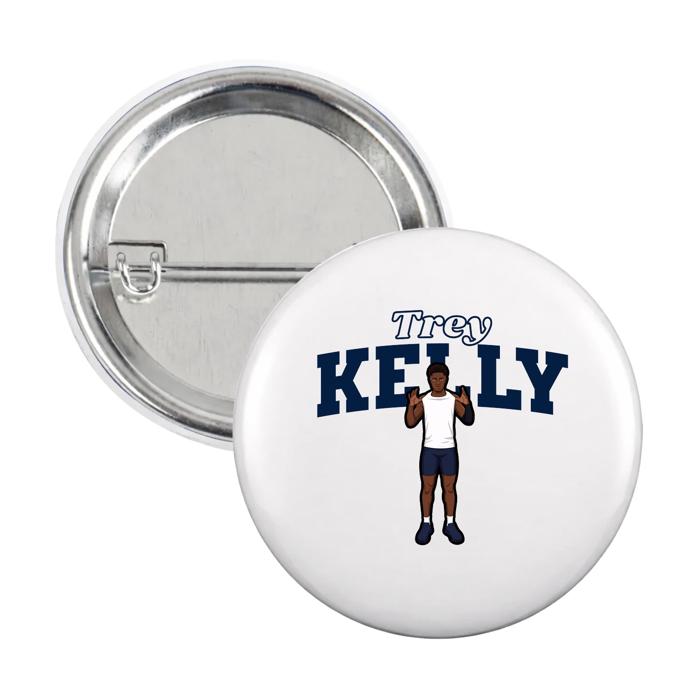 Game Day Button — Name Arch in White