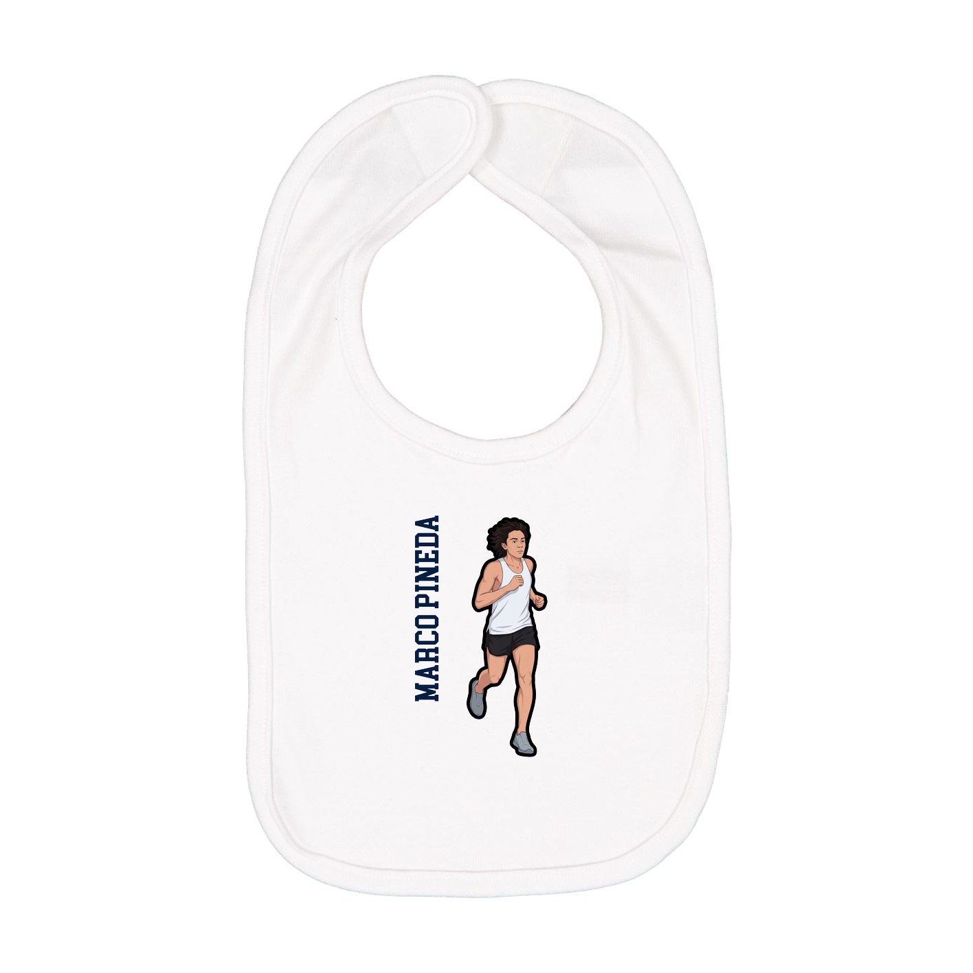 Infant Bib — Name Vertical in White