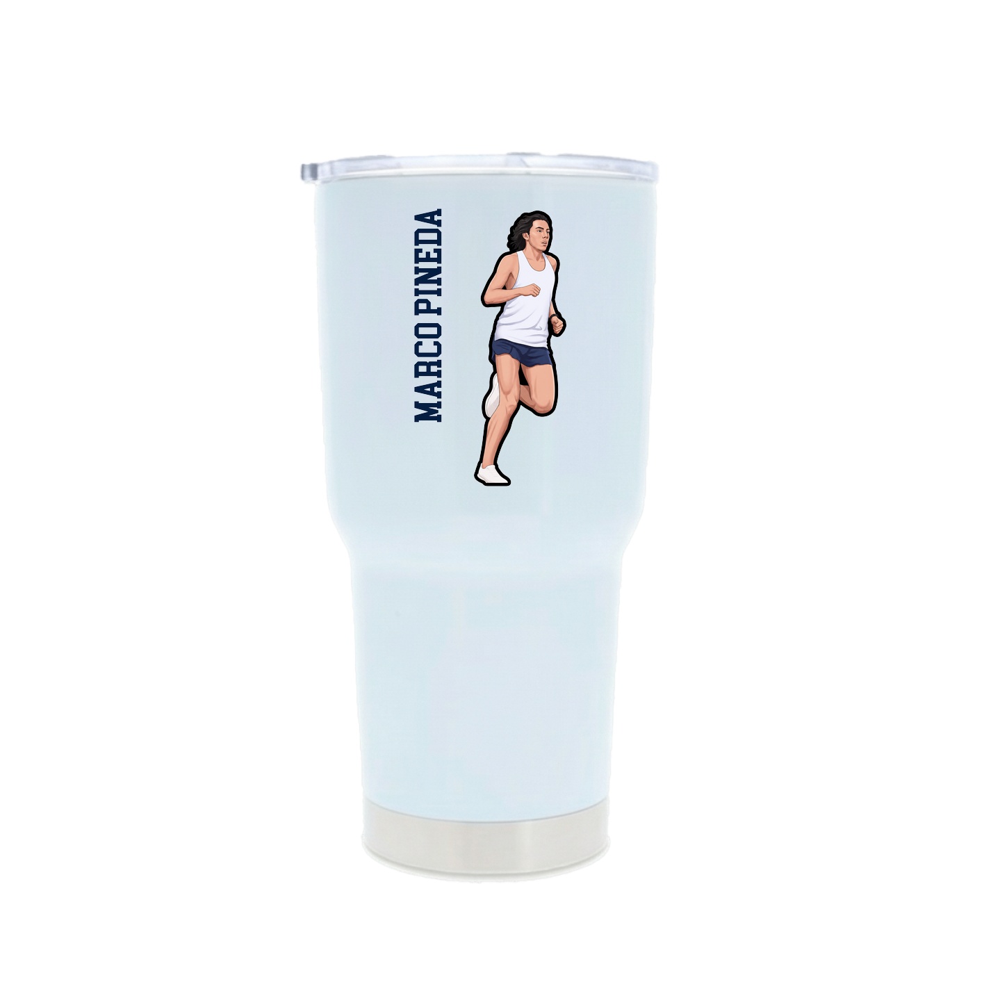 30oz Stainless Steel Tumbler — Name Vertical in White