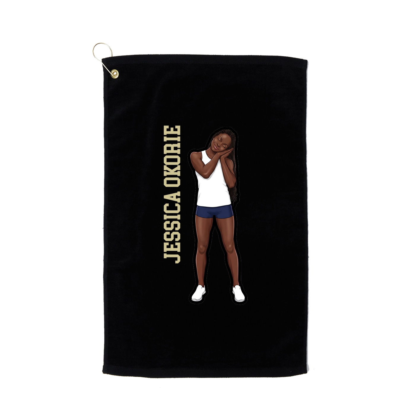 Golf Towel — Name Vertical in Black