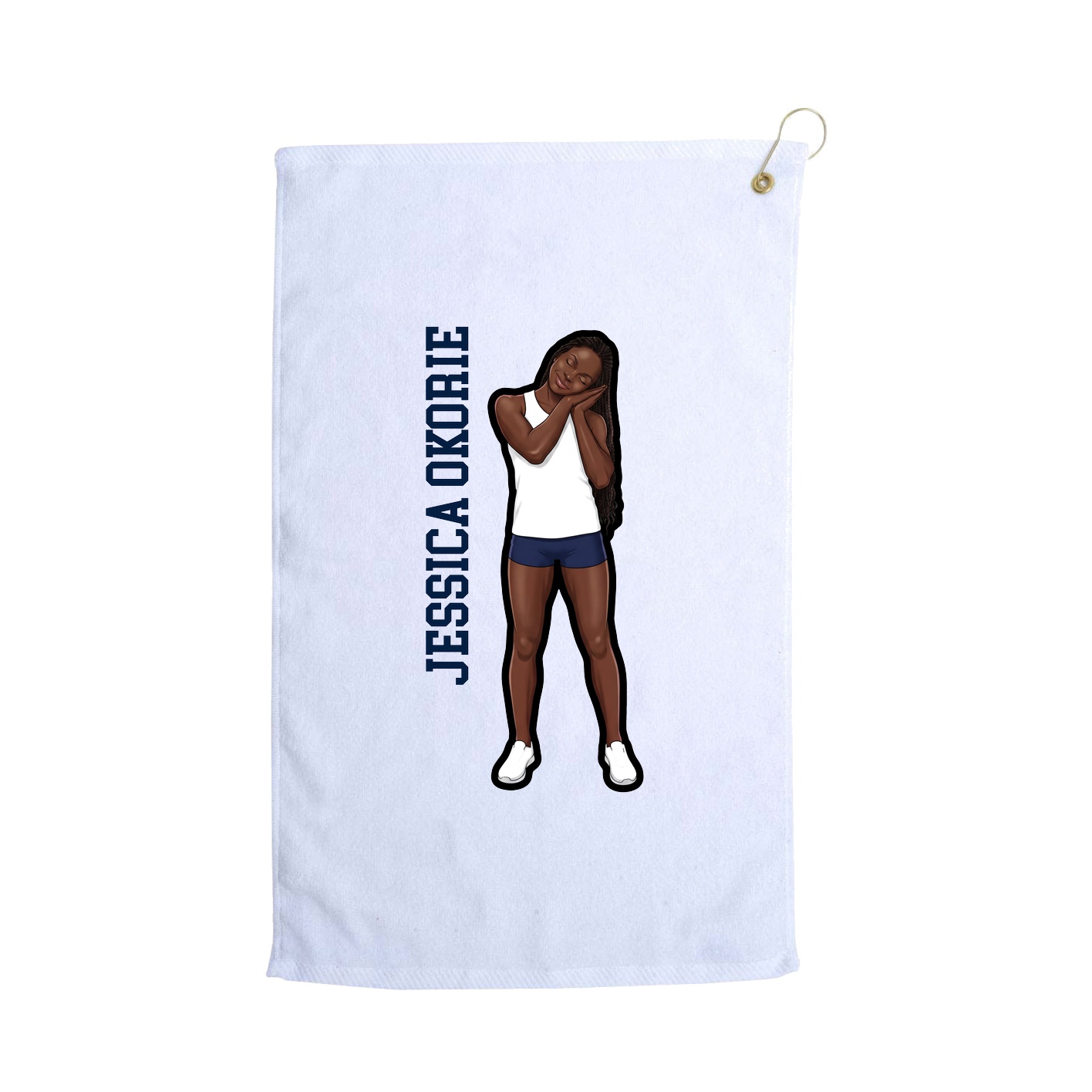 Golf Towel — Name Vertical in White