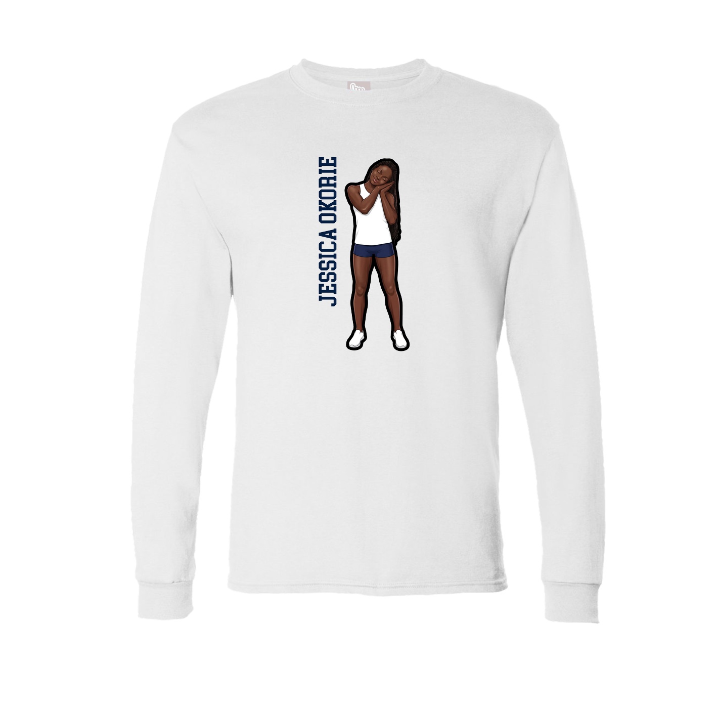 Long Sleeve Tee — Name Vertical in White