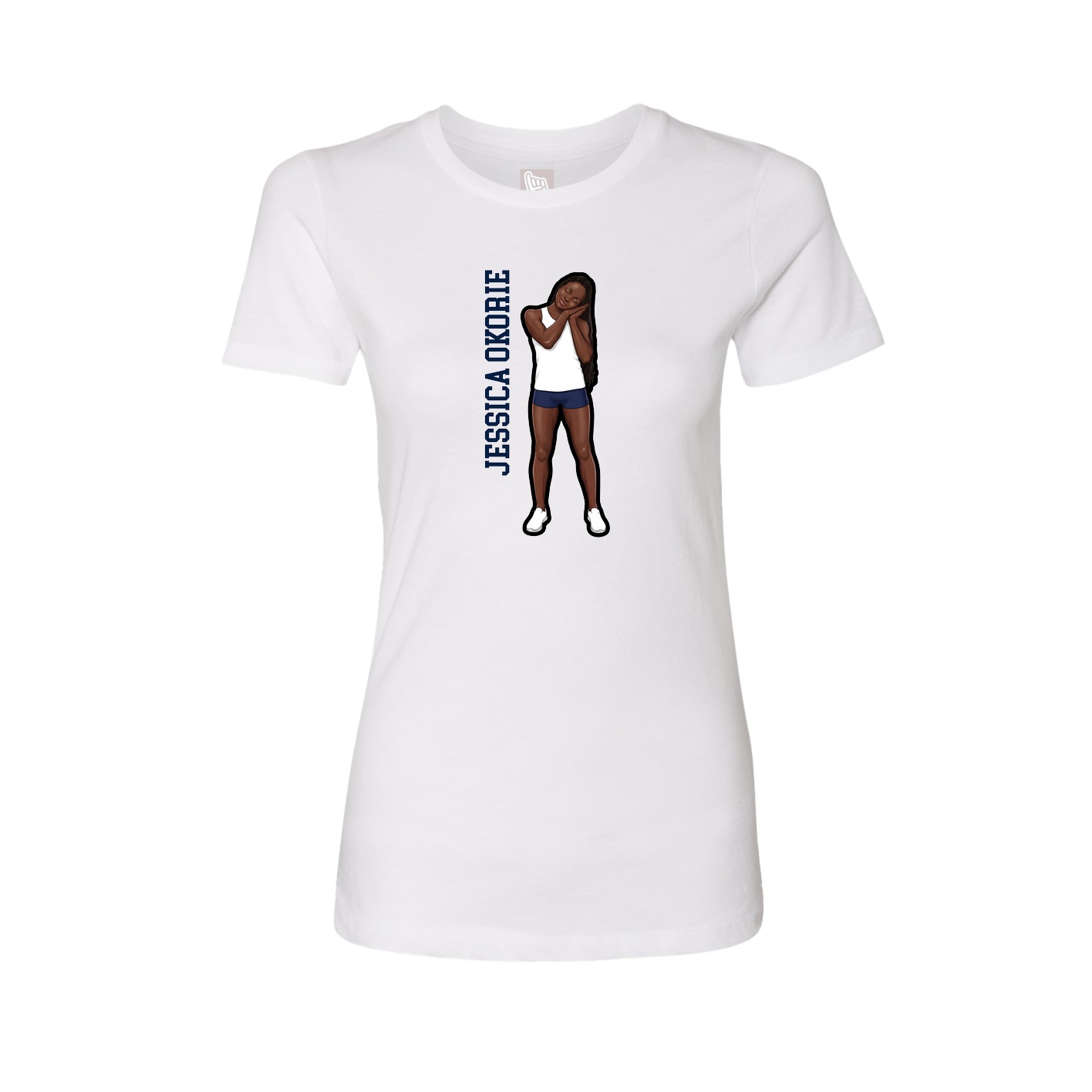Fitted Women's Tee — Name Vertical in White