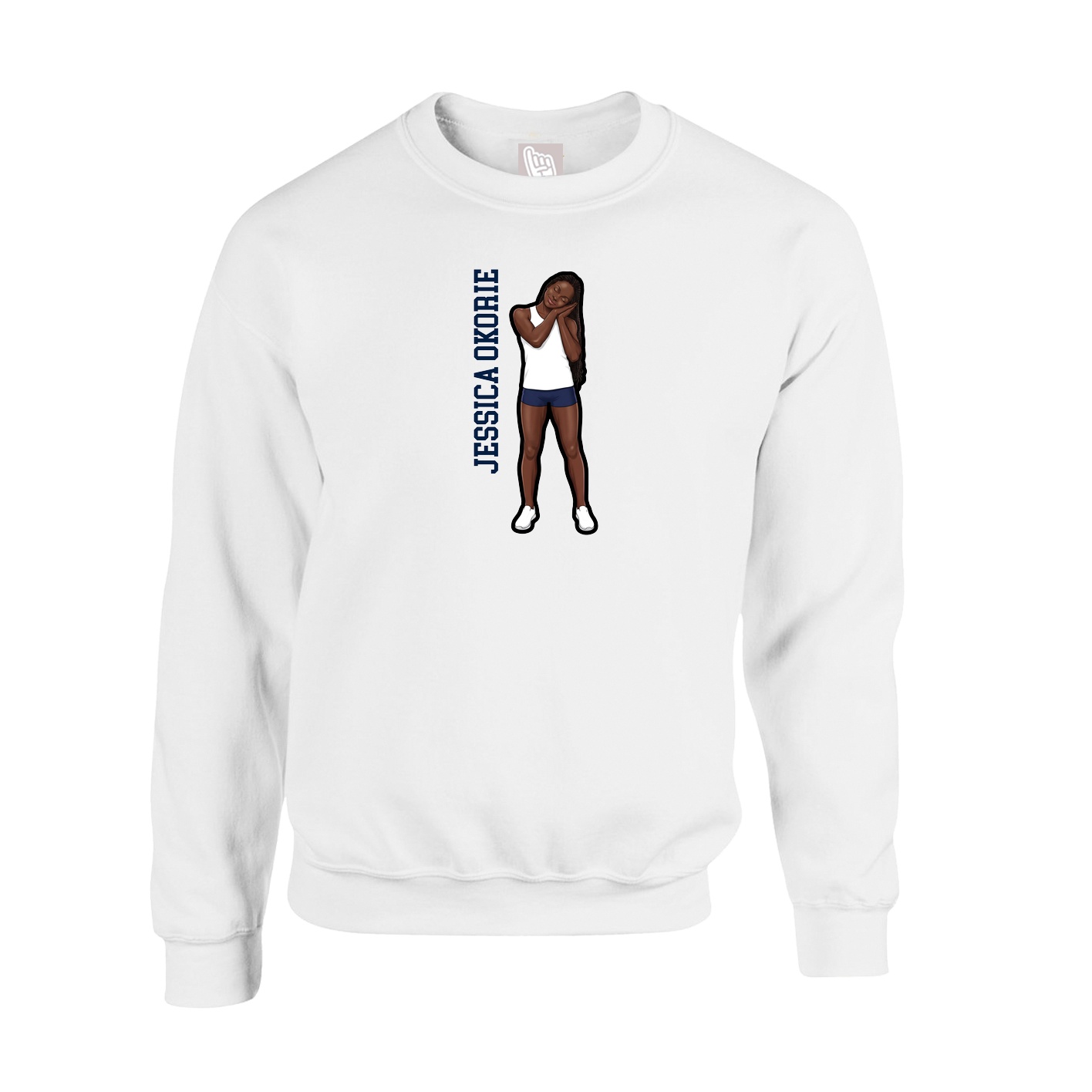 Fleece Crew — Name Vertical in White