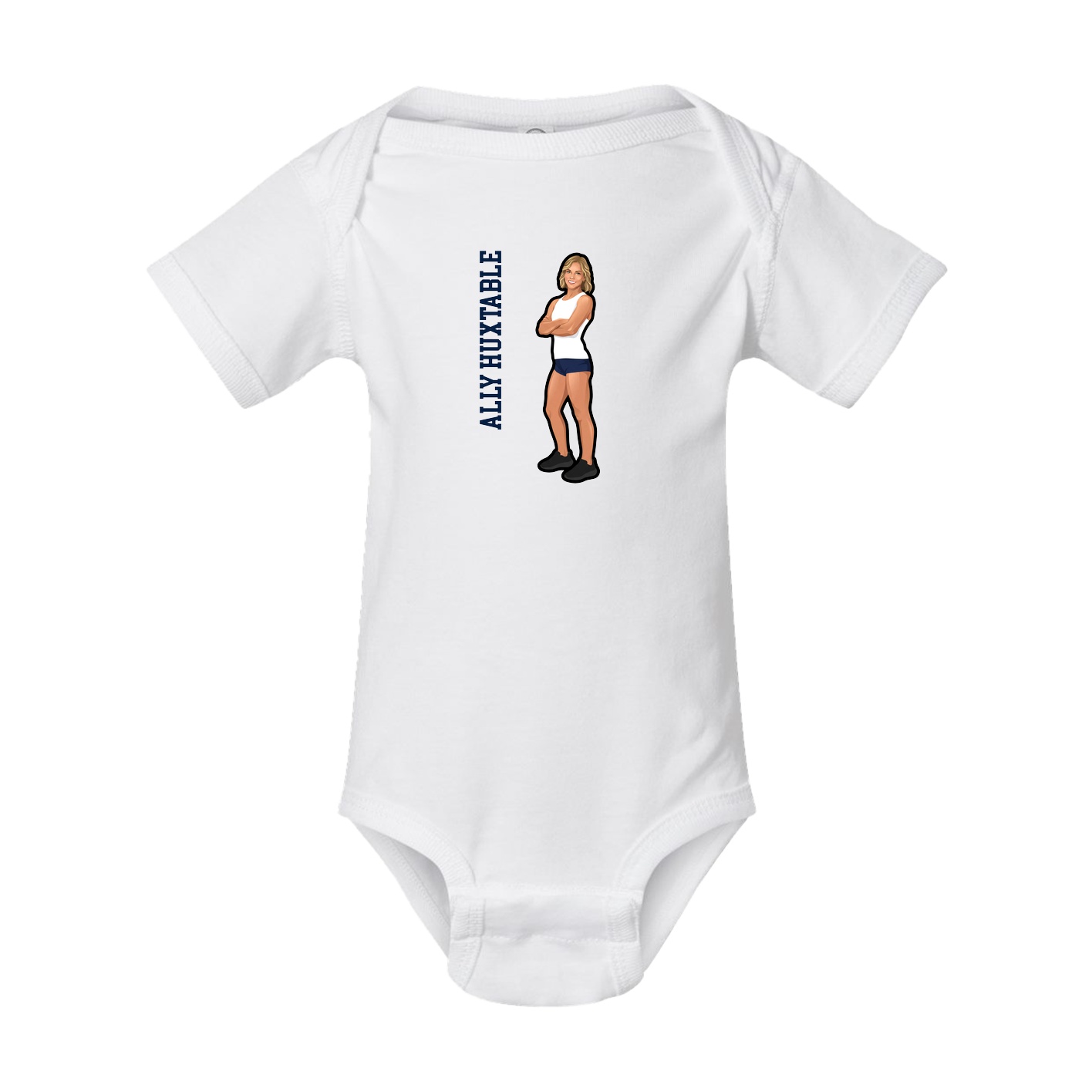 Baby Onesie — Name Vertical in White