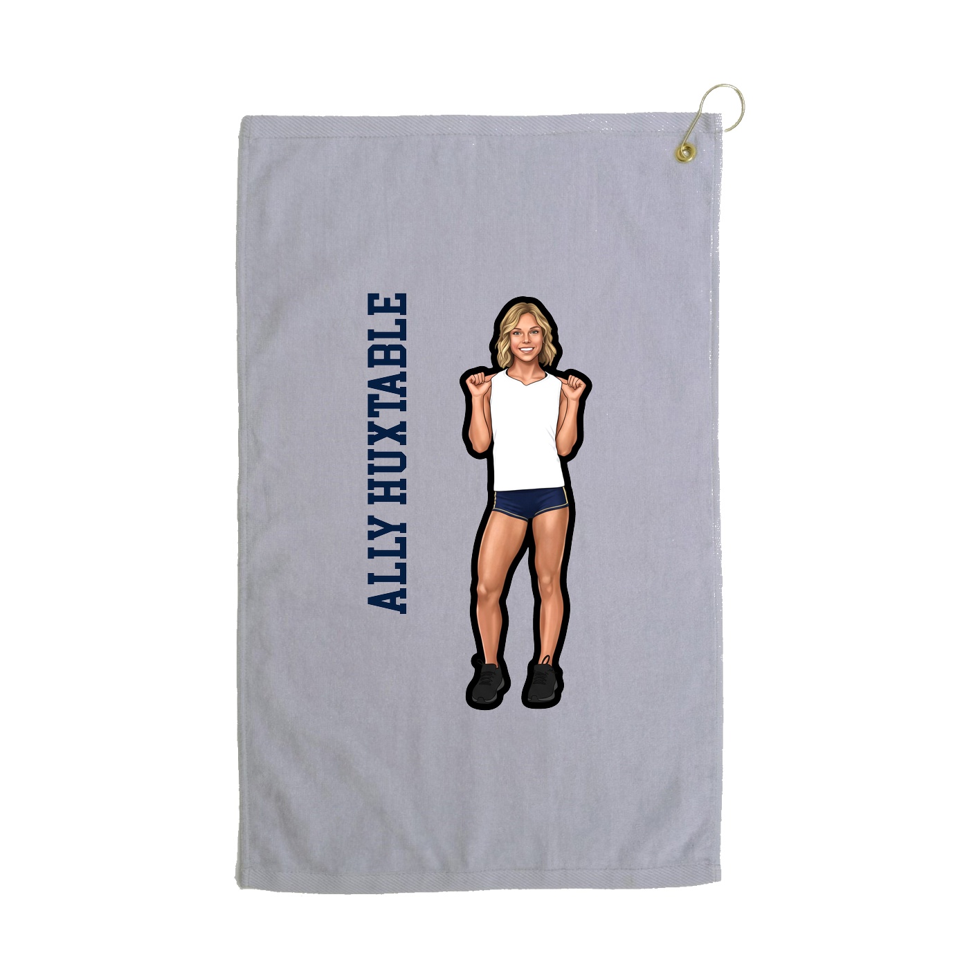 Golf Towel — Name Vertical in Grey