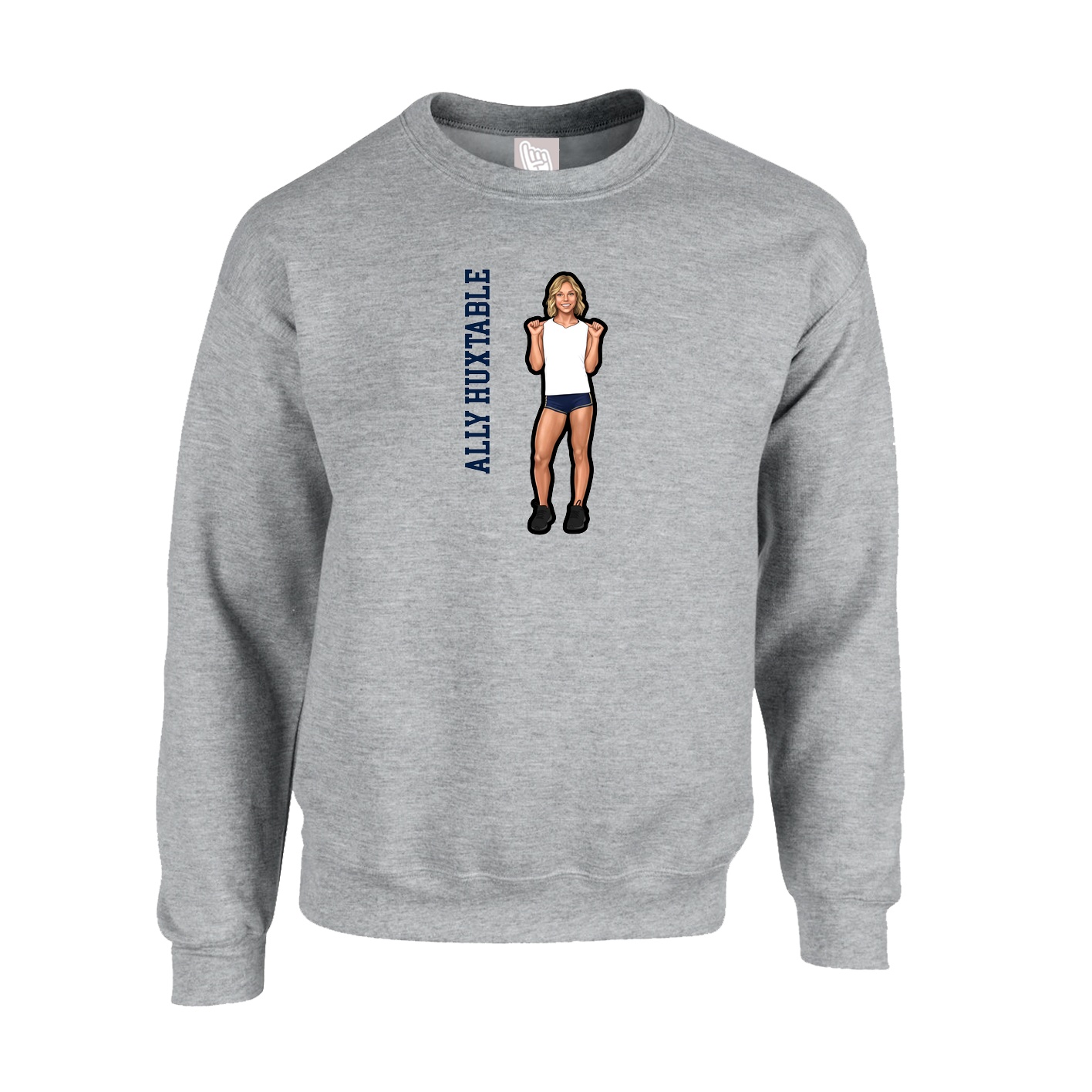 Fleece Crew — Name Vertical in Grey