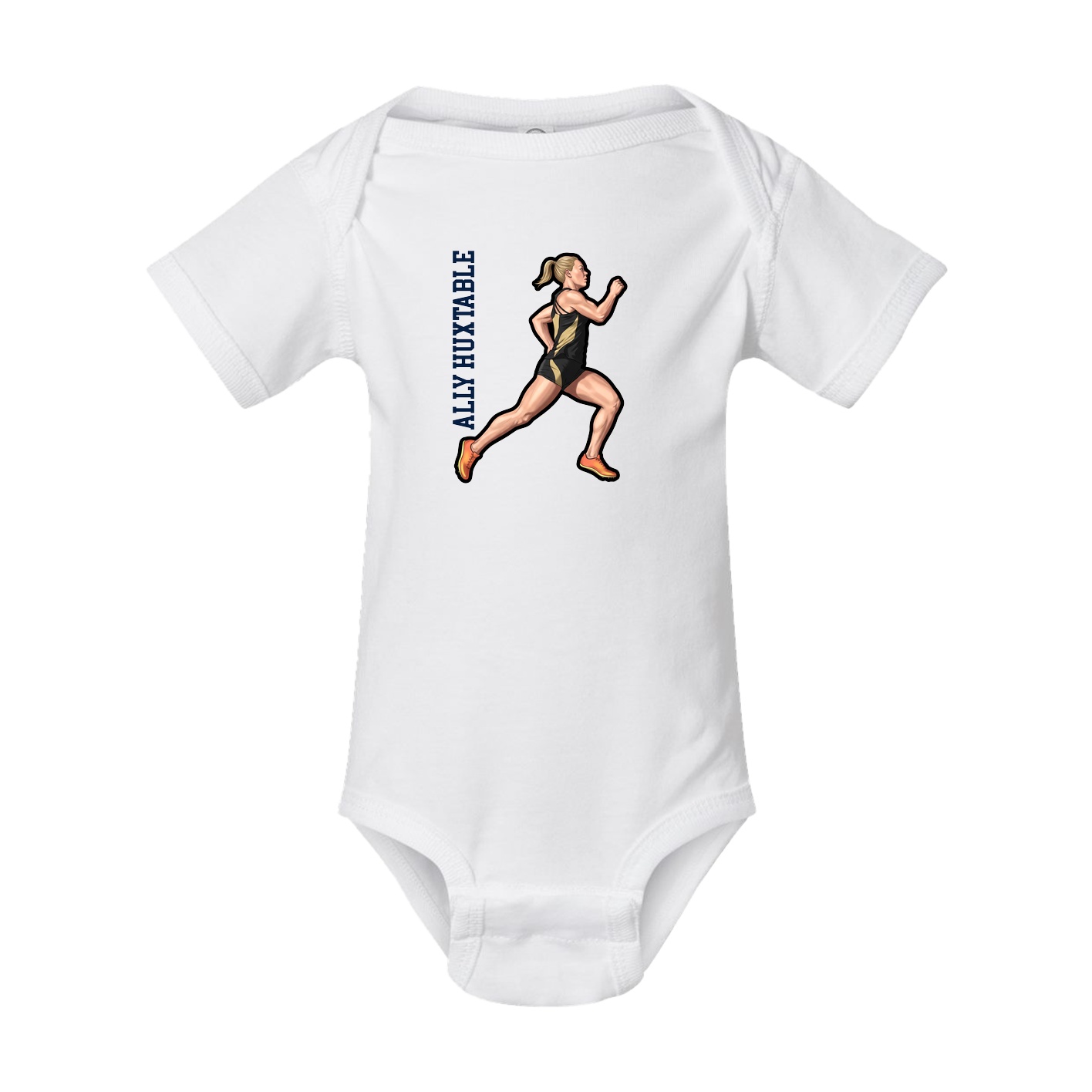 Baby Onesie — Name Vertical in White