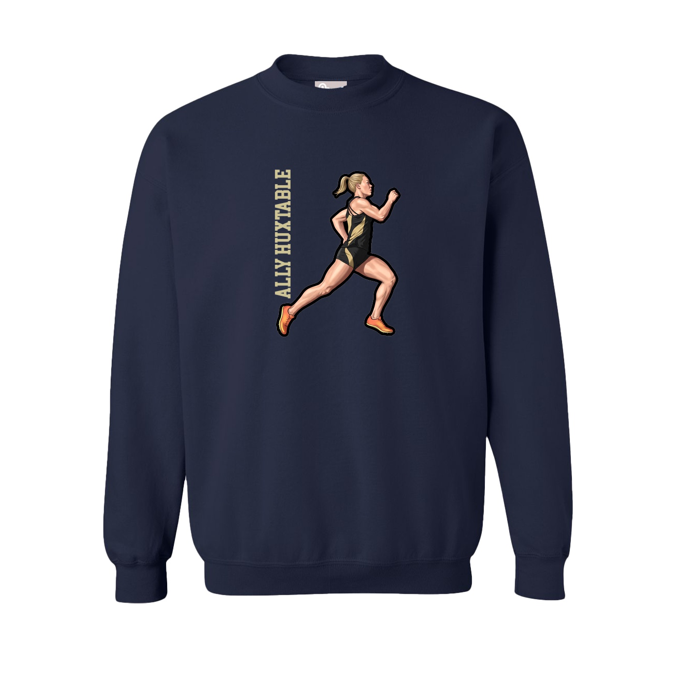 Fleece Crew — Name Vertical in Navy