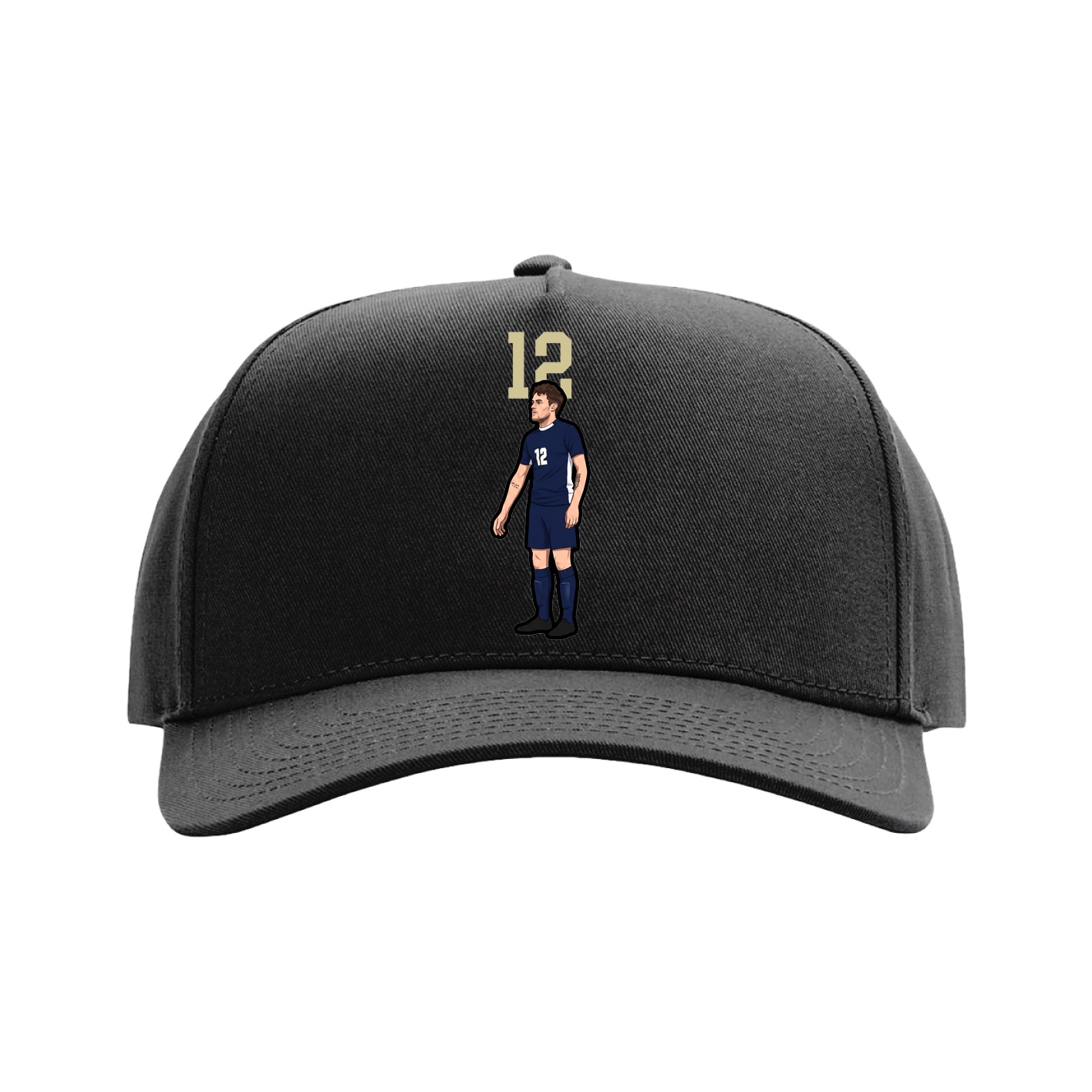 Full Fabric Five-Panel Champ Cap — Number Top in Black