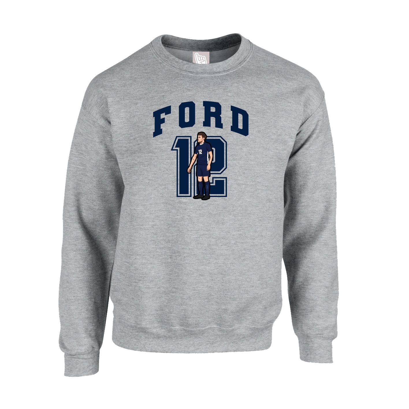 Fleece Crew — Number in Grey