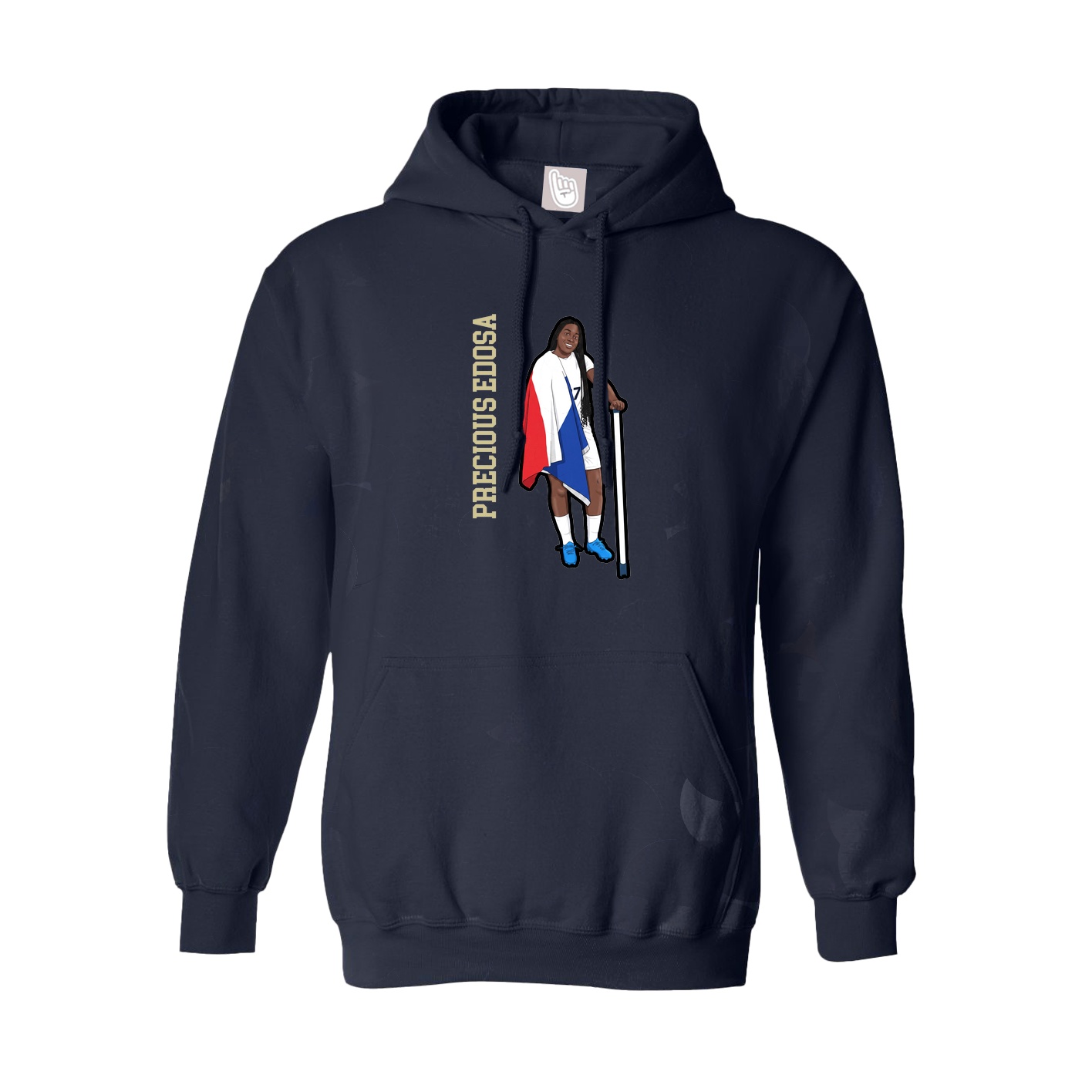 Hoodie — Name Vertical in Navy