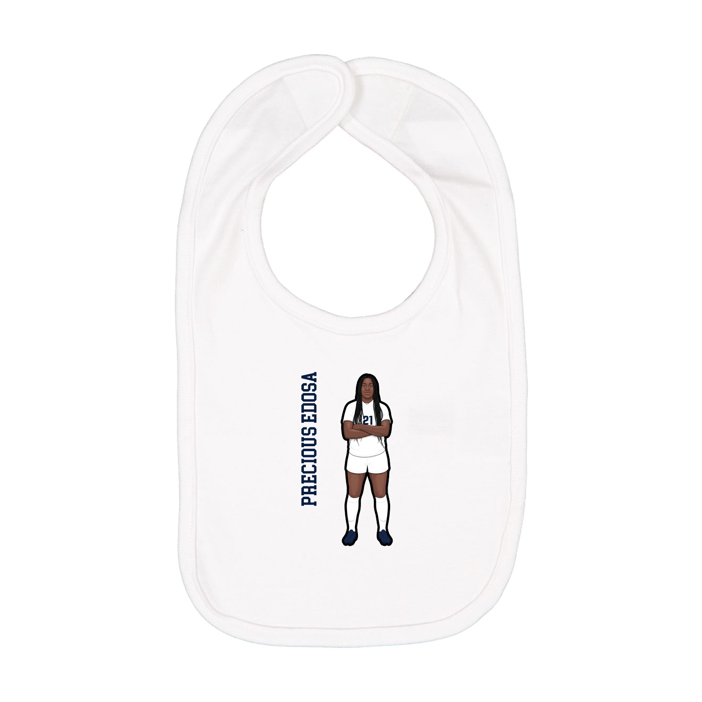 Infant Bib — Name Vertical in White