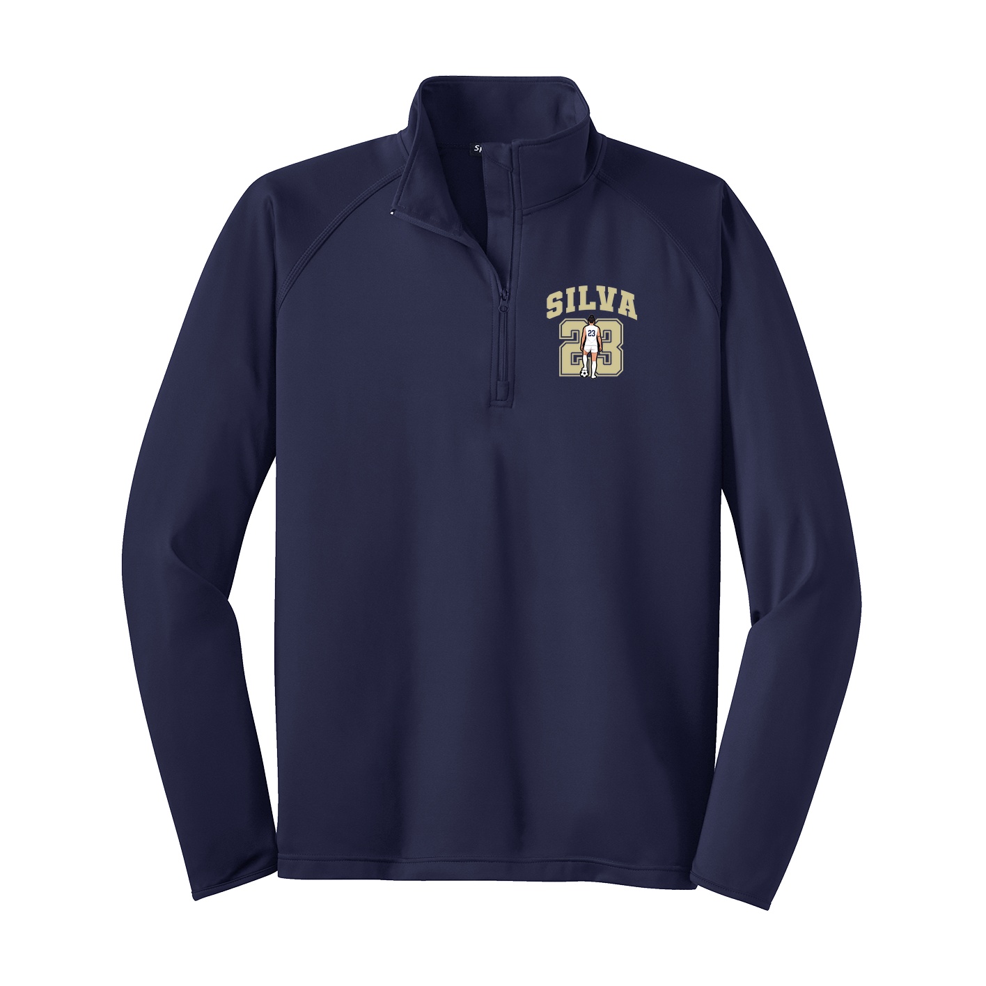 Q-Zip Pullover — Number in Navy